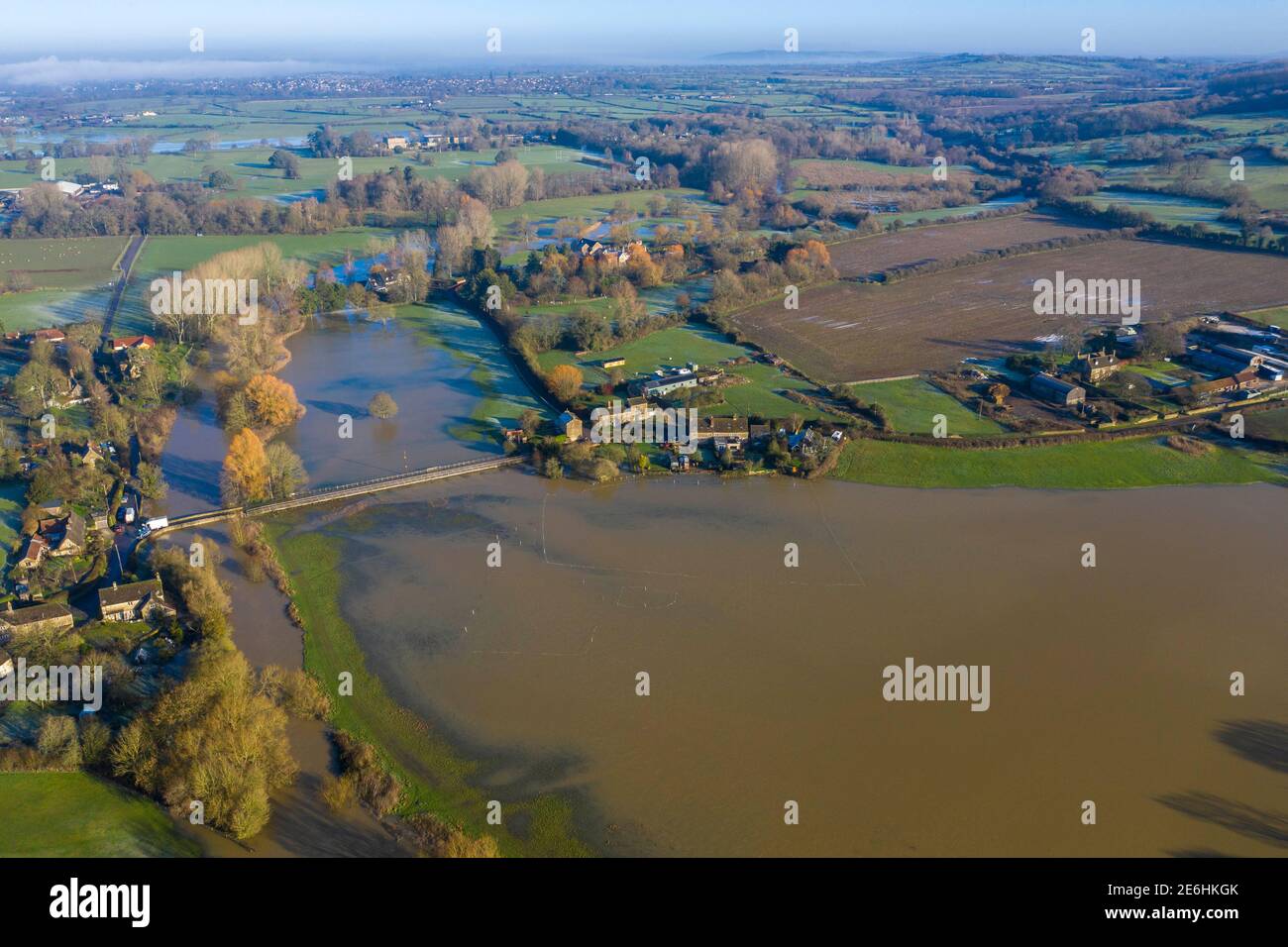 Überschwemmungen in Lacock, Wiltshire. Stockfoto