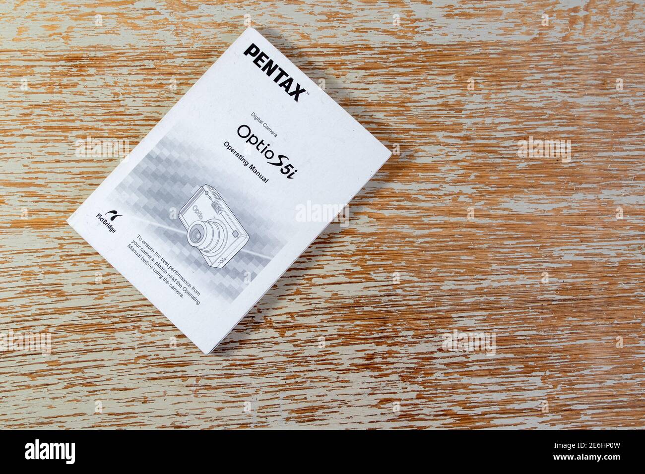 Benutzerhandbuch für die Pentax Optio S5i Kamera, veröffentlicht im Nullen Stockfoto