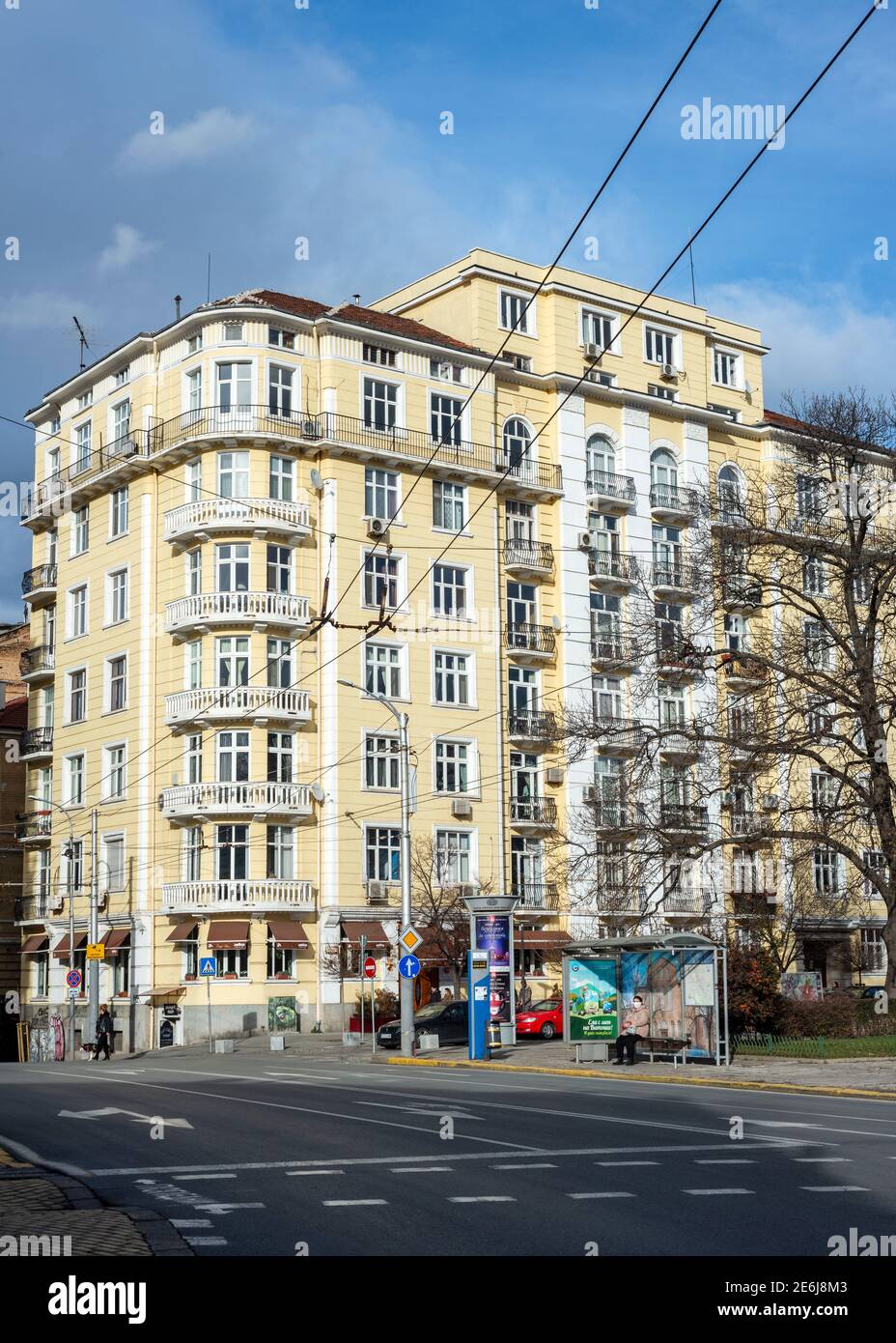 S tt Sofias Gebäude in der Moskovska Straße 29 in Sofia Bulgarien von Lazar Parashkevanov als erstes kooperatives Wohnhaus in der bulgarischen Hauptstadt Stockfoto