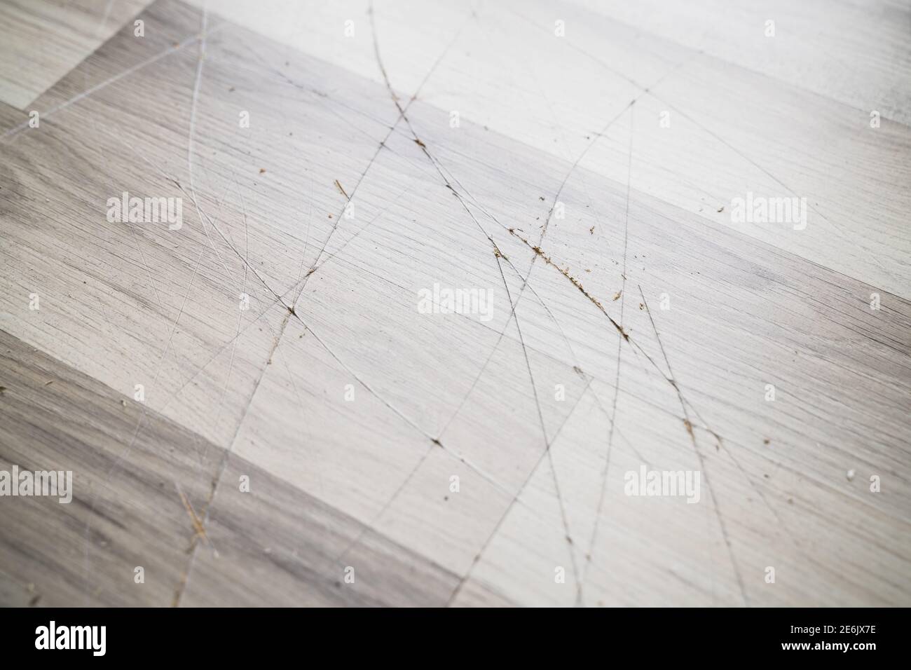 Haus Alte Holz Laminat Boden Oberfläche Kratzer Stockfoto