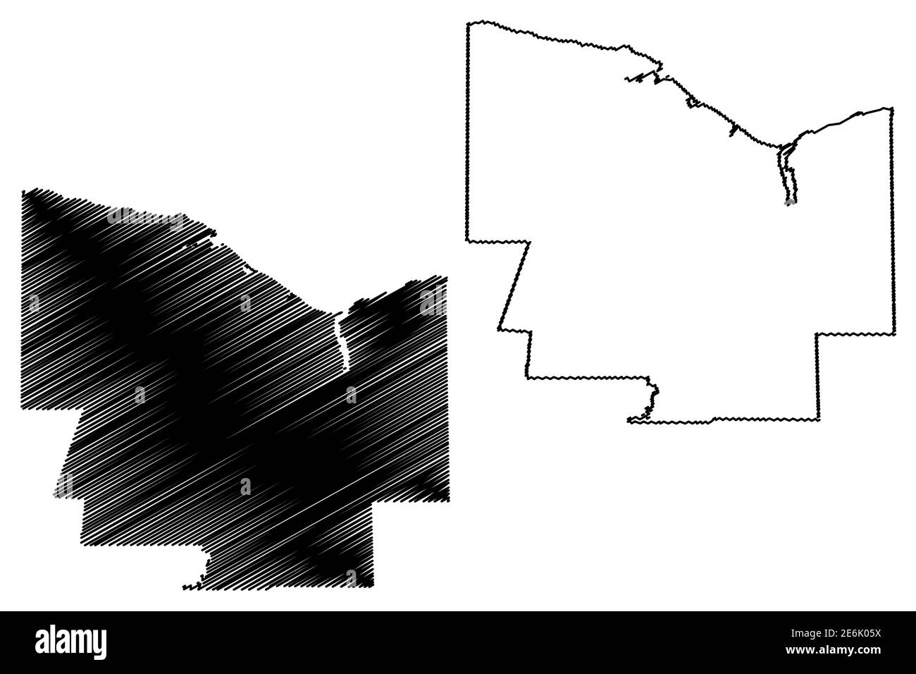 Monroe County, New York State (U.S. County, United States of America, USA, U.S., US) Kartenvektordarstellung, Scribble Skizze Monroe Karte Stock Vektor