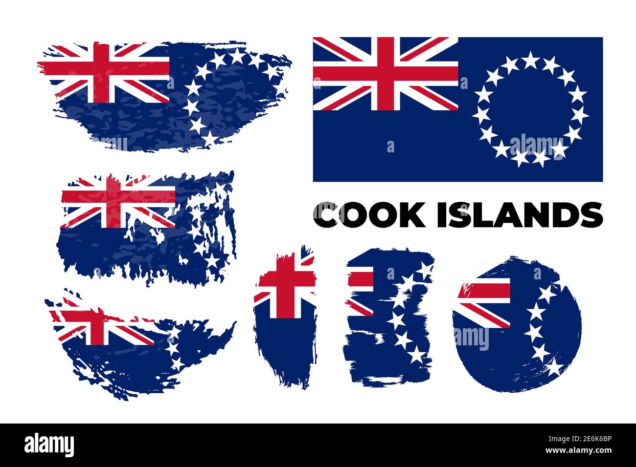 Fröhlicher Nationalfeiertag der Cookinseln mit kreativer Pinselflagge Hintergrund Stock Vektor