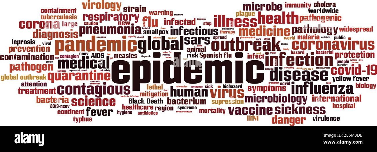 Epidemic Word Cloud-Konzept. Collage aus Worten über Epidemie. Vektorgrafik Stock Vektor