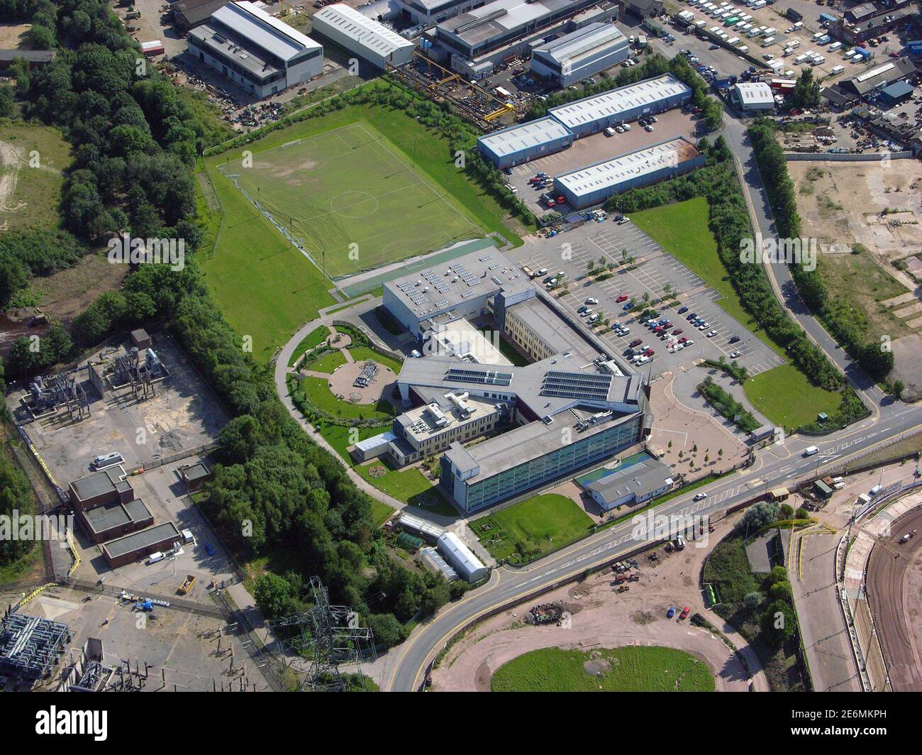 Luftaufnahme des Sheffield College Hillsborough Campus aus Über Livesey Street Stockfoto