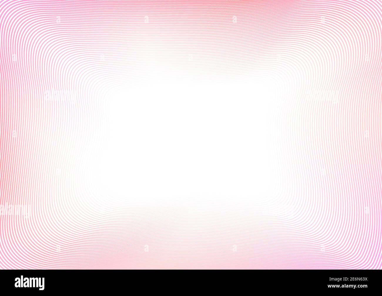 Zartes pinkfarbenes Gestell, weißer Kopierbereich. Rand von pastellfarbenen dünnen quiggle Linien. Wellige Kurven. Vektor-Hintergrund, Design für Grußkarte, Webseite. EPS10 Stock Vektor