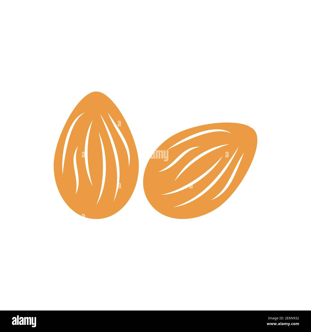 Mandelsymbol. Symbol für natürliche gesunde Ernährung. Vektorgrafik isoliert auf Weiß. Stock Vektor