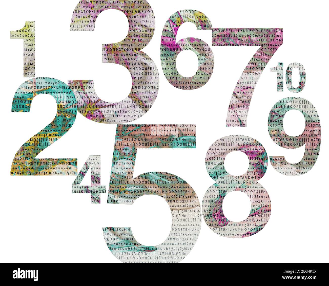 GRAFIKDESIGN: Buchstaben in Zahlen Stockfoto