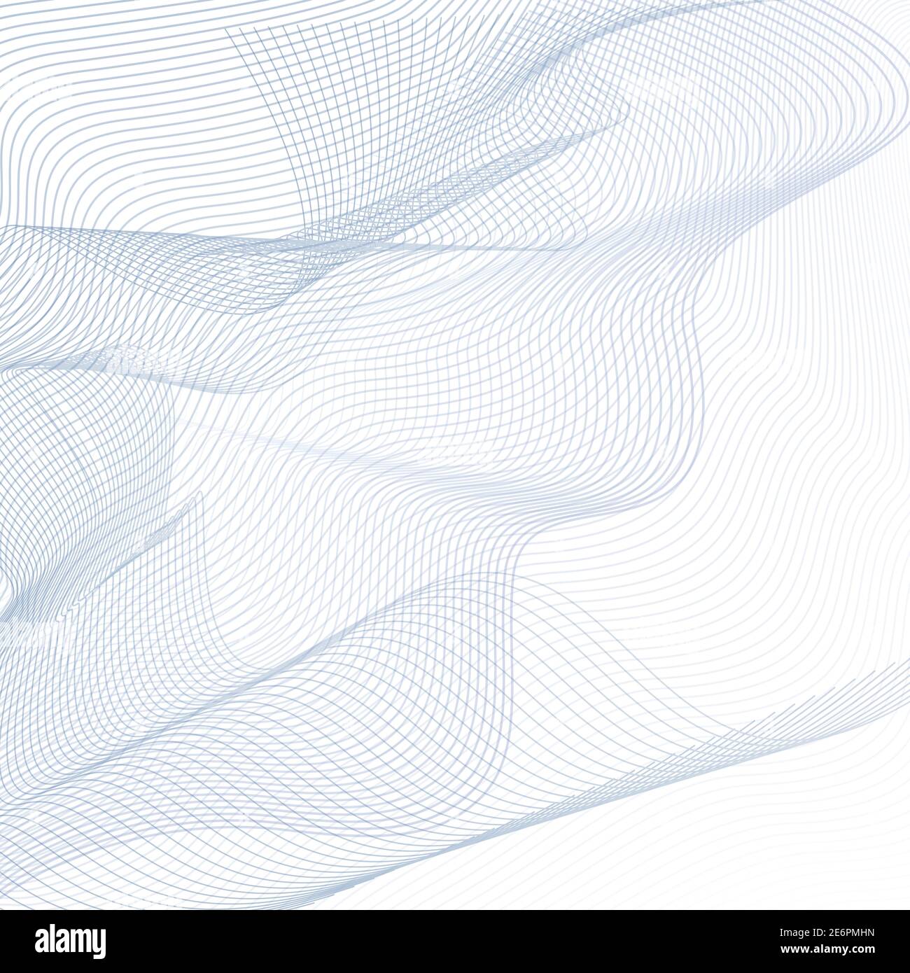 Line-Art-Hintergrund. Abstraktes Vektordesign. 3D-Muster mit Perspektive. Fließendes Netz. Welligkeit dünne Kurven. Blau, grau, weiß Sci-Tech-Konzept. EPS10 Stock Vektor