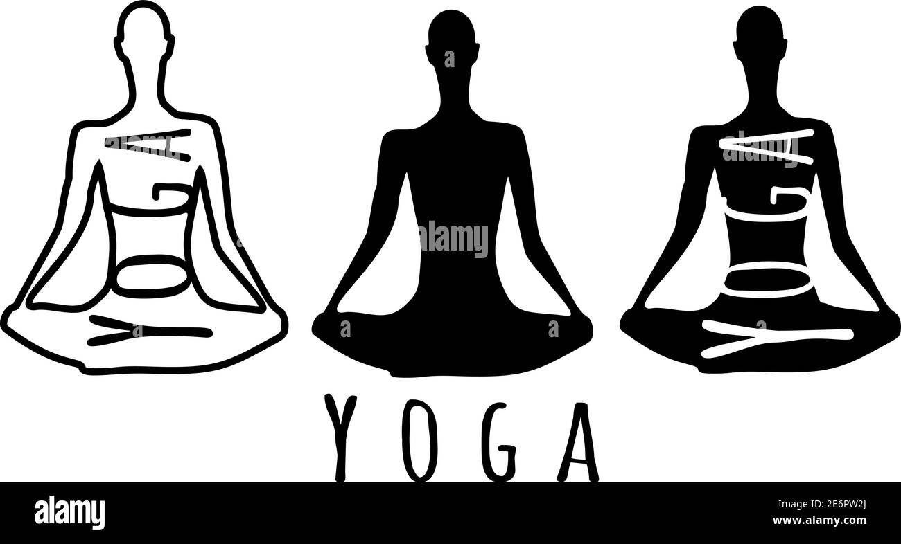 Logo Yoga Sumbol sitzender Mann in Lotusposition Stock Vektor