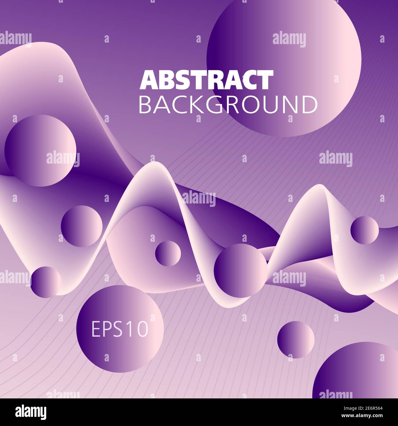 Leuchtend violett, violett, rosa Flüssigkeit. Farbiger Hintergrund. Abstraktes Wellenmuster und Kugeln. Fließende 3d-Form, Bewegungsillusion. Futuristisches Design. EPS10 Stock Vektor