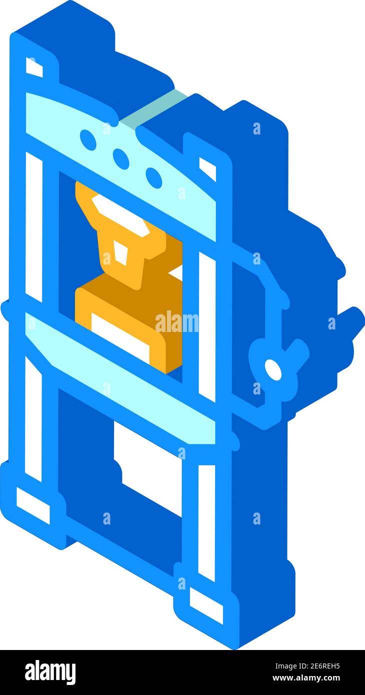 Farbe für isometrische Symbolvektoren der Hydraulikpresse Stock Vektor