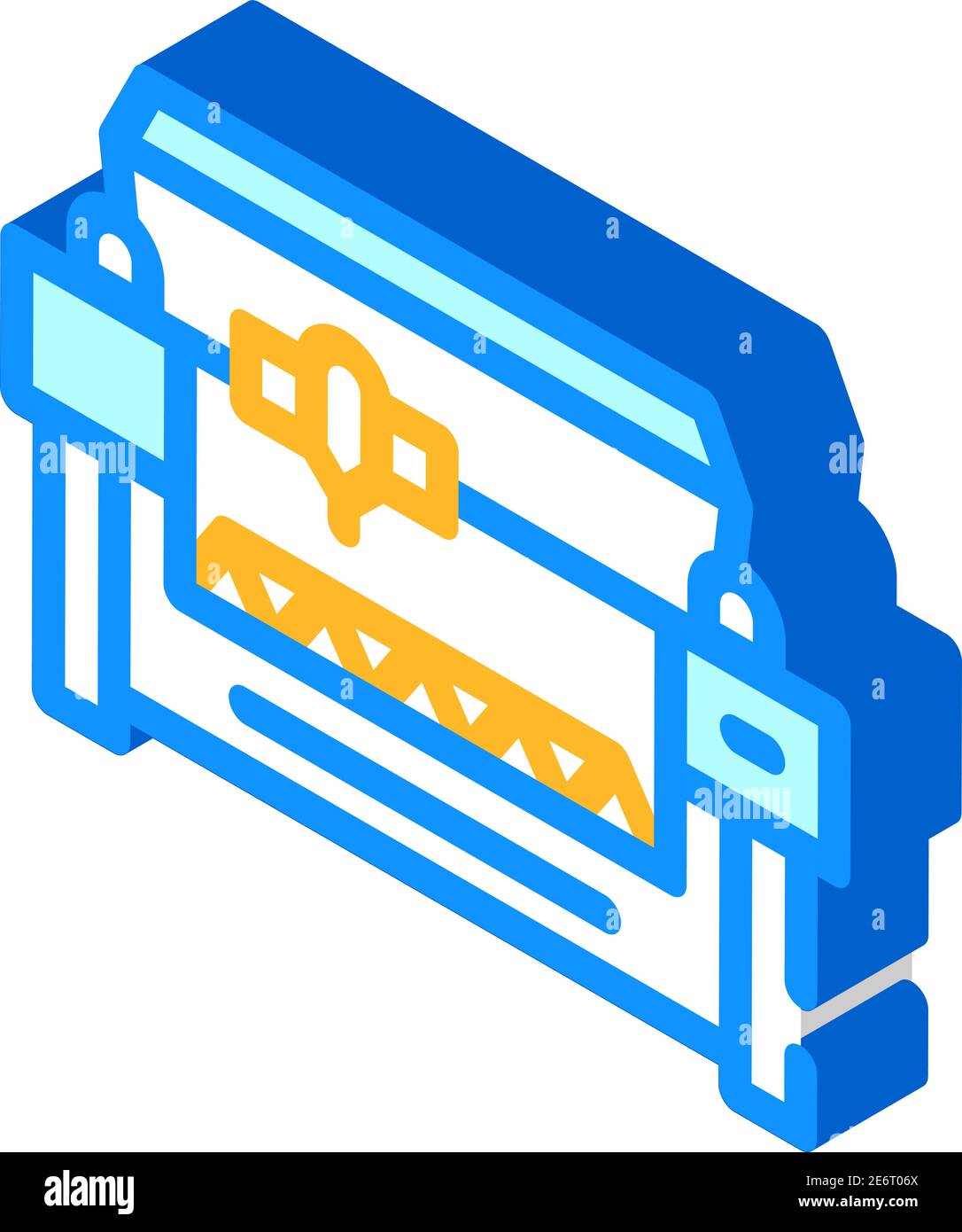 Lasergravur und Schneidemaschine isometrische Symbol Vektor Illustration Stock Vektor