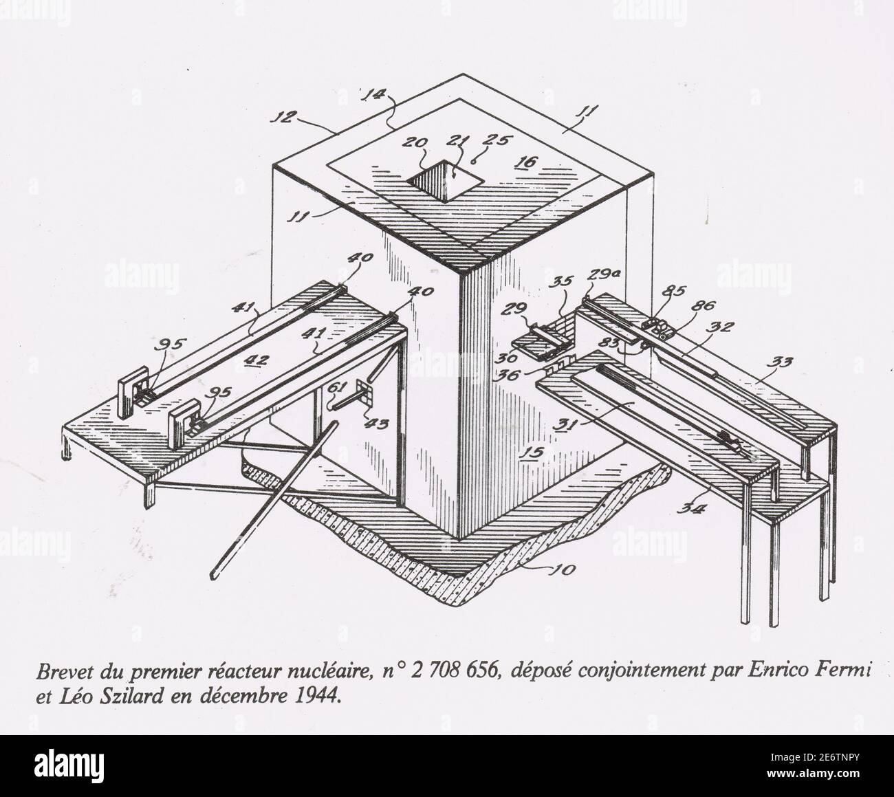 Entwurf des ersten Atomreaktors, erfunden von Enrico Fermi und Leo Szilard, Frankreich, 1944 Stockfoto
