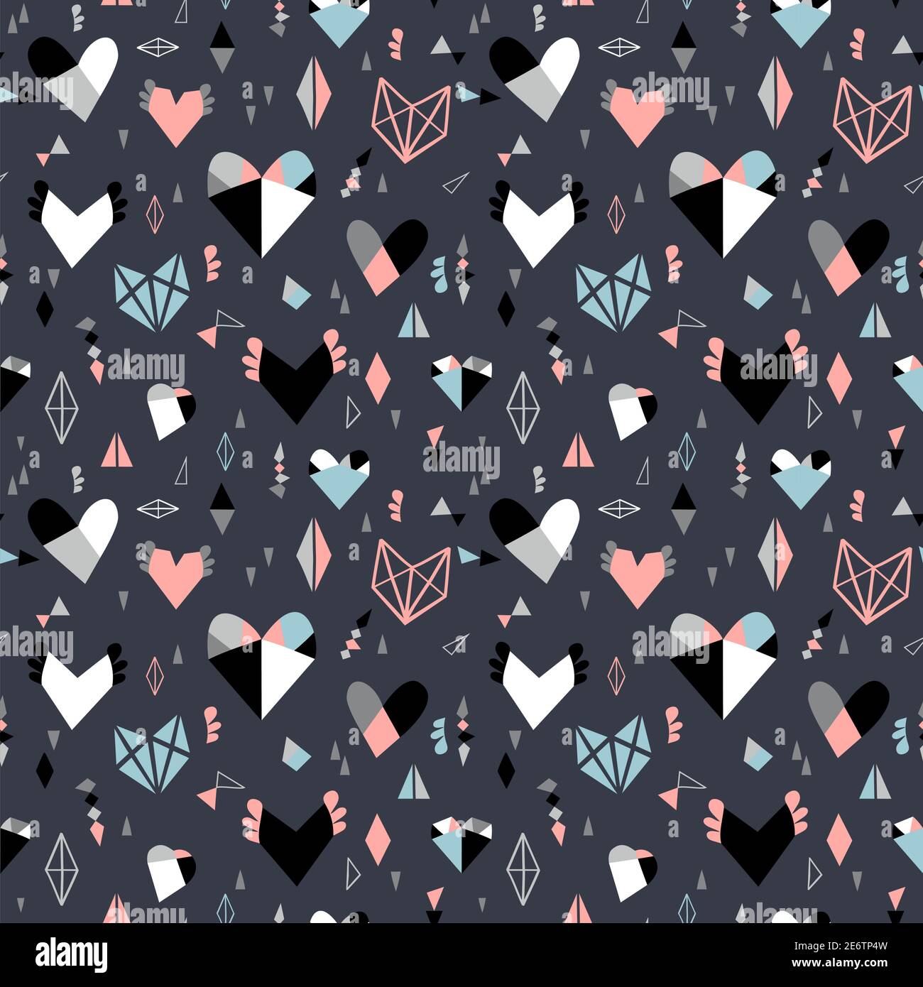 Nahtloses Kindermuster mit Regenbogen und Herzen. Kreative Textur für Stoff, Verpackung, Textil, Tapete, Bekleidung. Vektorgrafik Stock Vektor