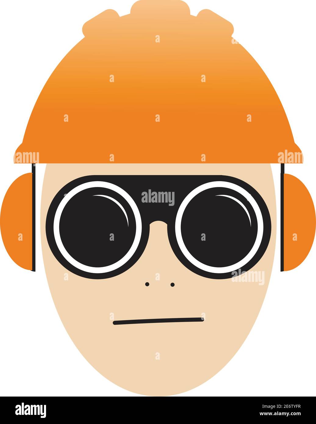 Symbol für die Arbeitsfarbe mit Sicherheitsausrüstung, Helm und Brille Stock Vektor