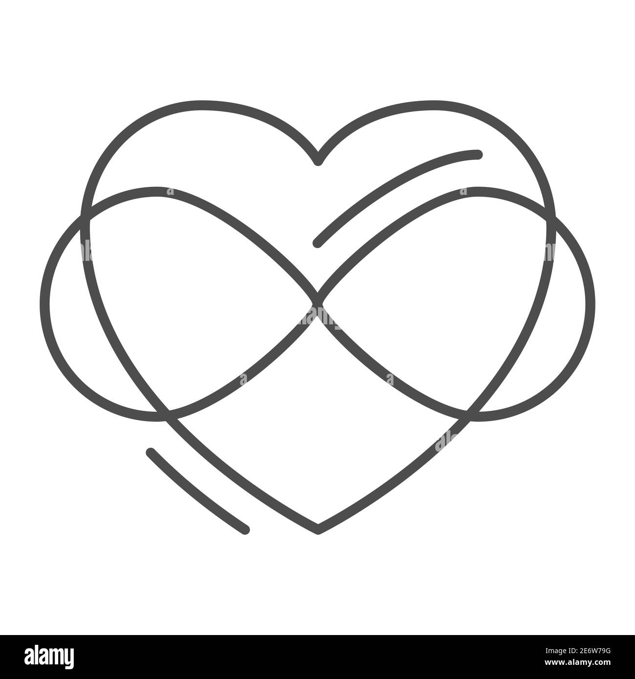Infinity-Zeichen in Herzform dünne Linie Symbol, freie Liebe Konzept, Liebe Ewigkeit Zeichen auf weißem Hintergrund, verflochten Herz mit Infinity-Zeichen in Stock Vektor