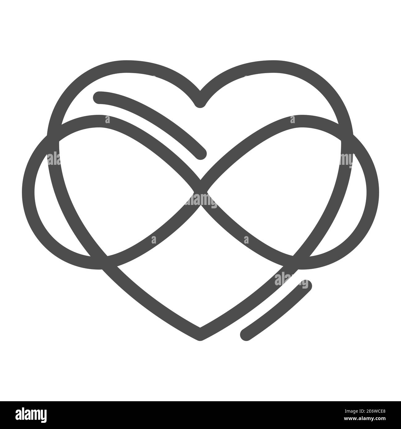 Infinity-Zeichen in Herzform Linie Symbol, freie Liebe Konzept, Liebe Ewigkeit Zeichen auf weißem Hintergrund, verflochten Herz mit Infinity-Zeichen in Umriss Stock Vektor