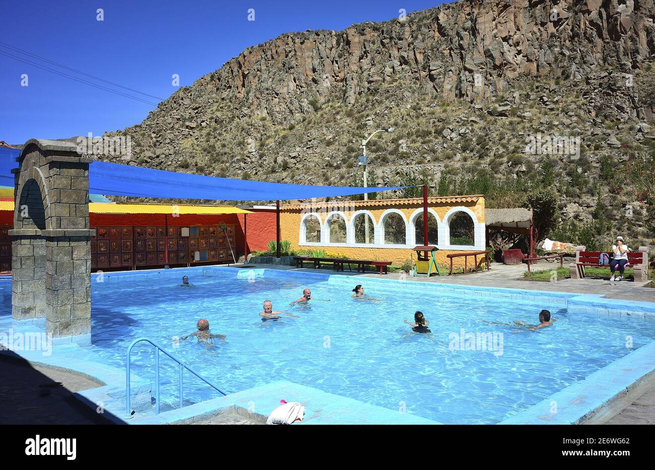 Peru, Colca Valley, La Calera, Thermalbad Stockfoto