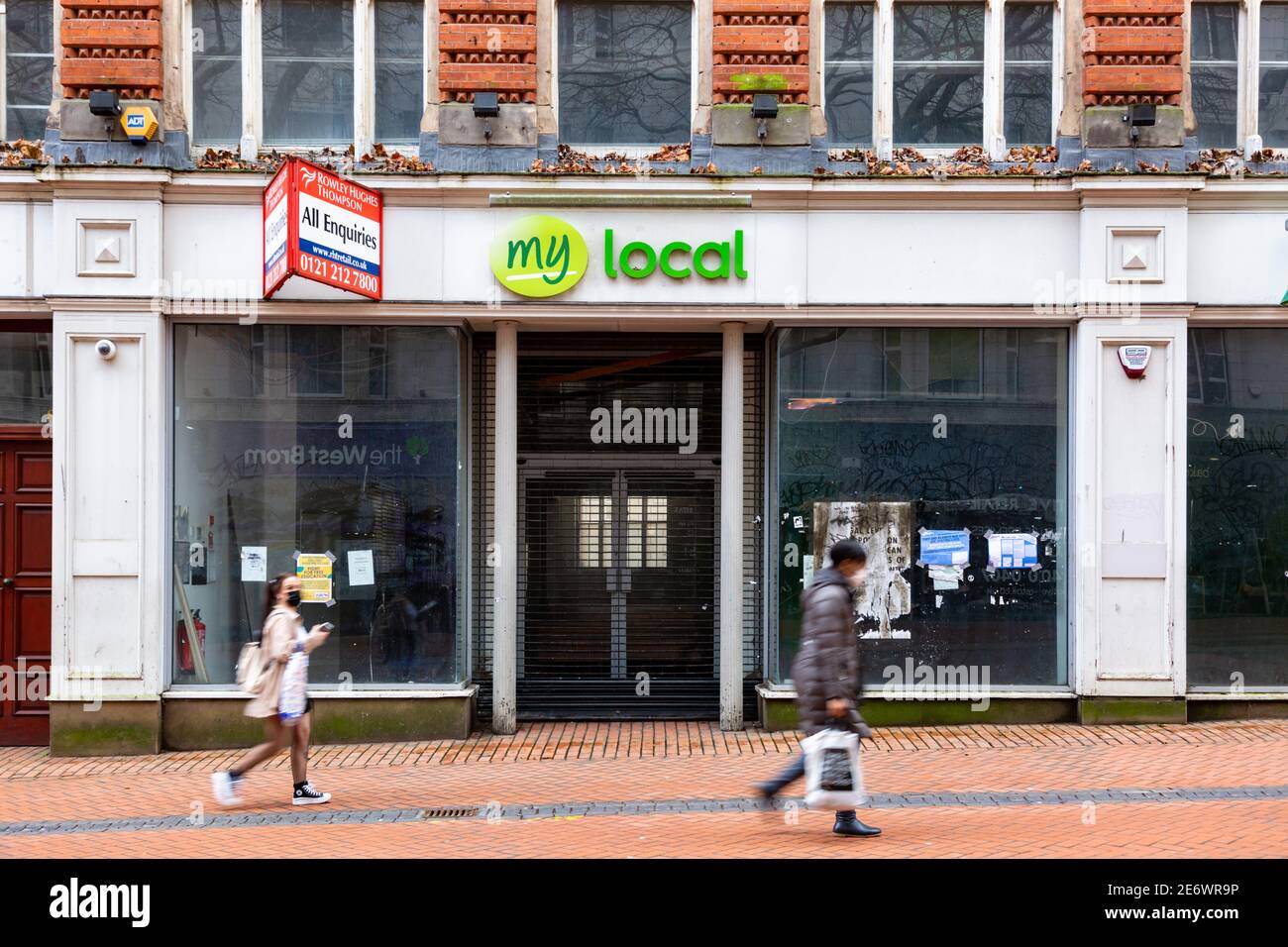 Mein Geschäft in New Street, Birmingham, Großbritannien, wurde geschlossen. Stockfoto