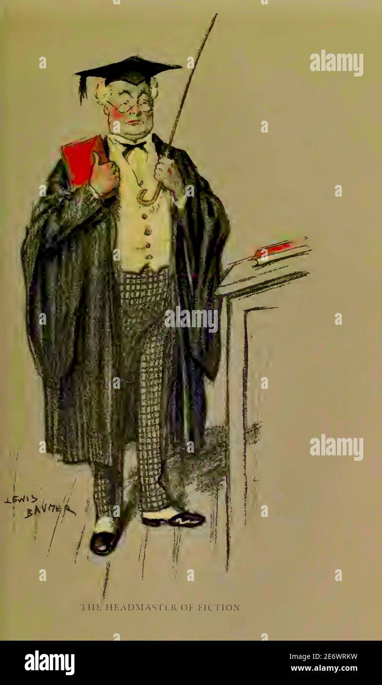 Lewis Baumer Pastellzeichnung mit dem Titel The Headmaster of Fiction Stockfoto