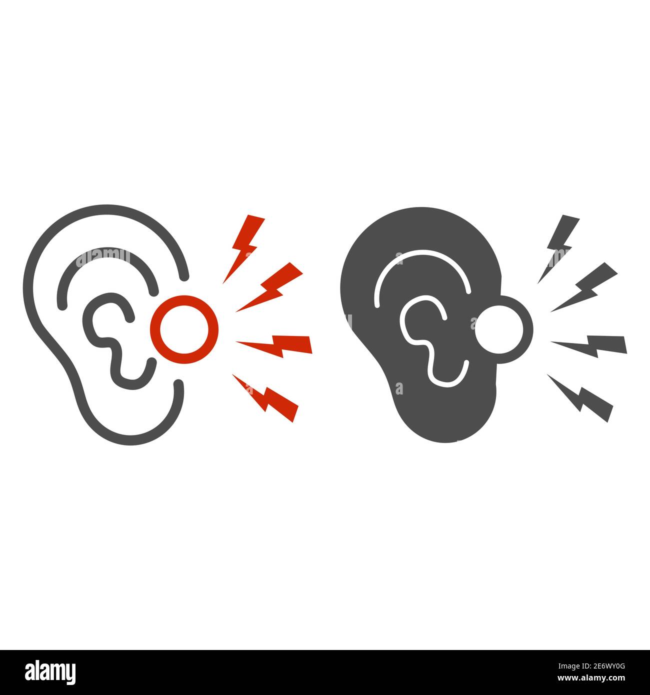 Ohrschmerz Linie und solide Symbol, Krankheit und Verletzung Konzept, Ohrenschmerzen Zeichen auf weißem Hintergrund, Ohr Entzündung Symbol in Umriss Stil für mobile Konzept Stock Vektor