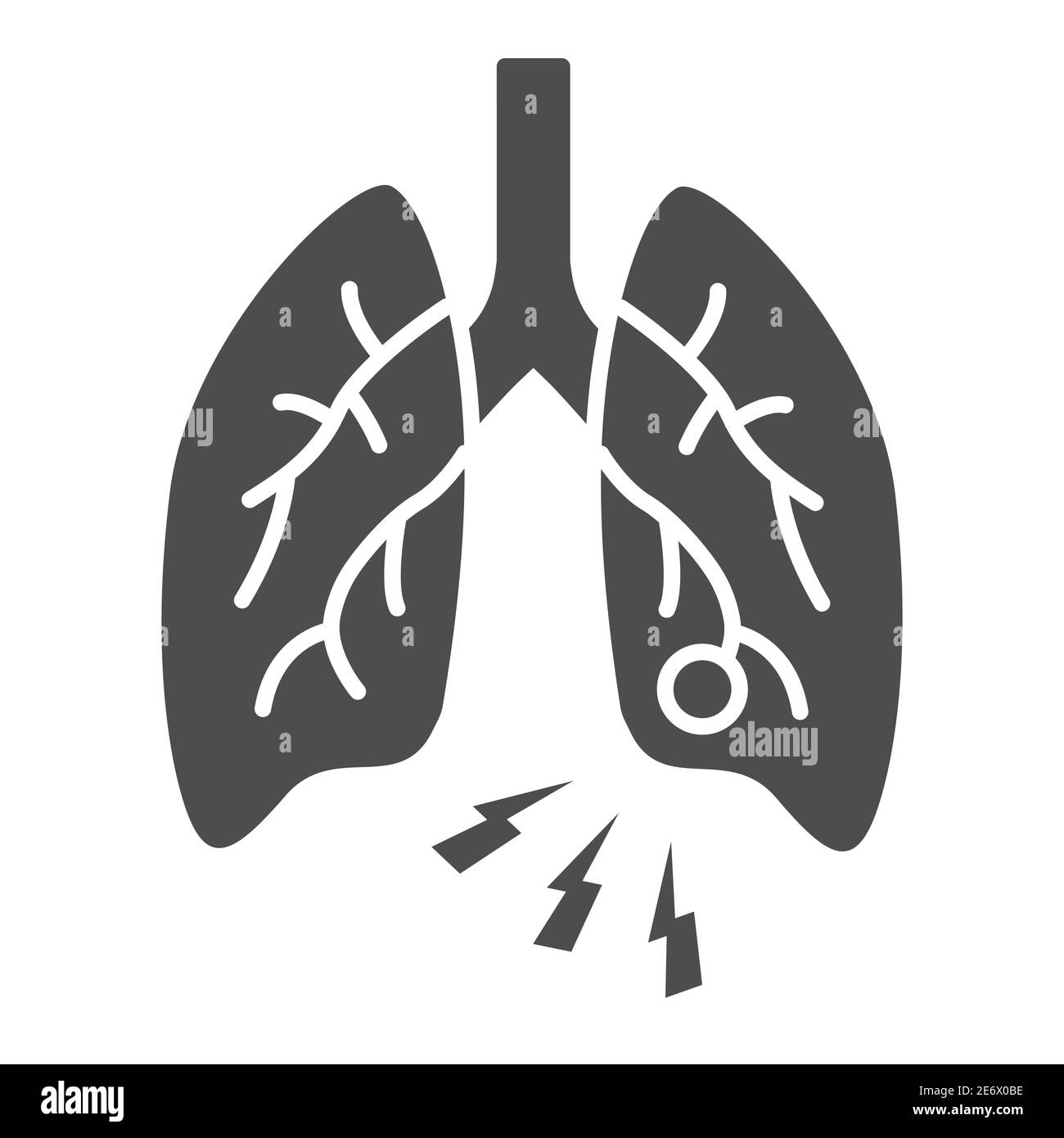 Lungeninfektion solide Symbol, Gesundheitsprobleme Konzept, Lungenentzündung Zeichen auf weißem Hintergrund, Lungenerkrankung Symbol in Glyphe Stil für mobile Konzept und Web Stock Vektor