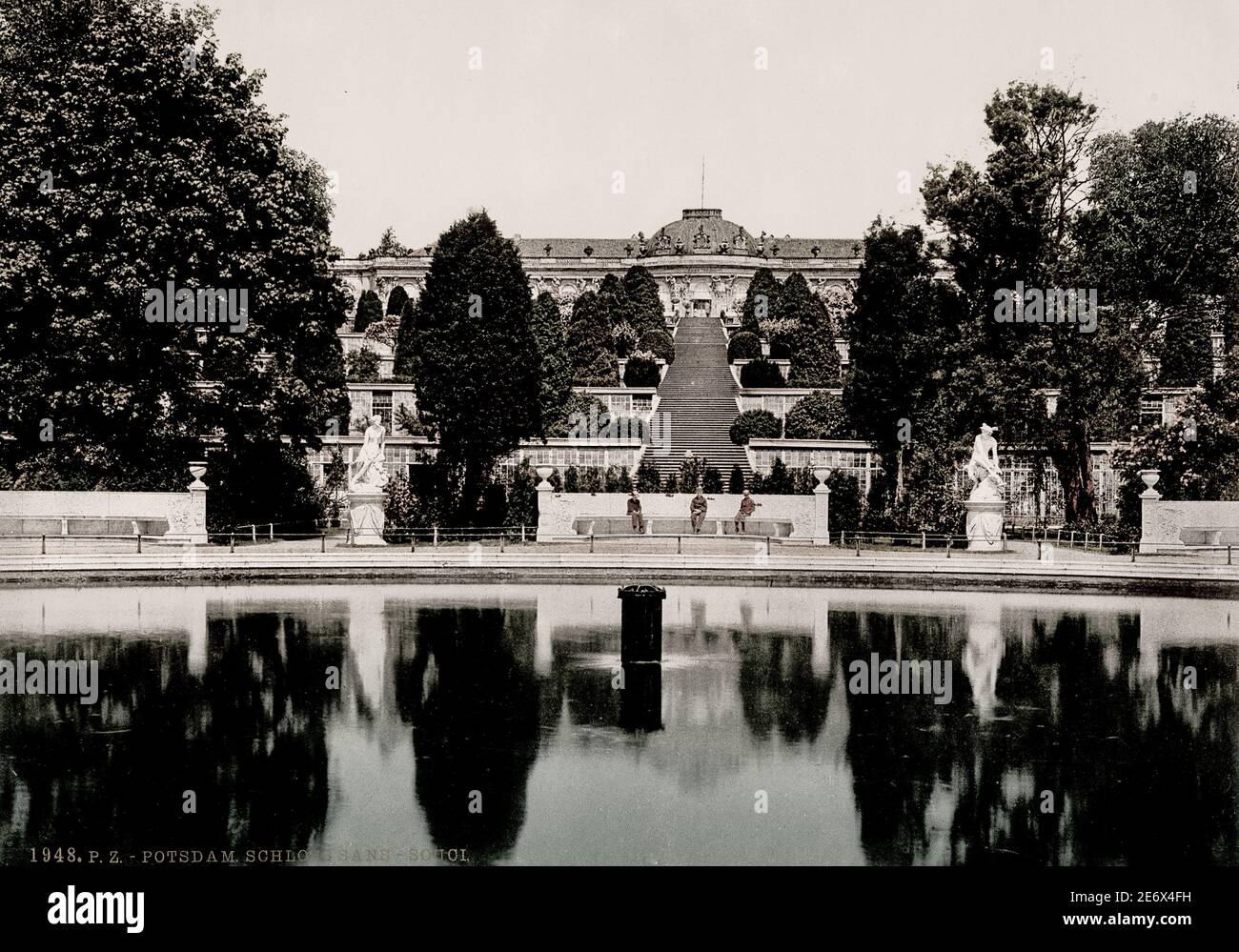 Jahrgang 19. Jahrhundert / 1900 Foto: Sanssouci, ein historisches Gebäude in Potsdam, bei Berlin. Erbaut von Friedrich dem Großen, König von Preußen, als Sommerpalast. Stockfoto