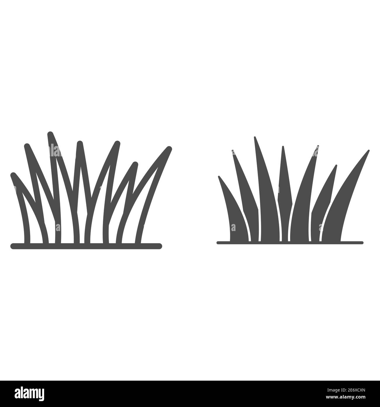Grass Linie und solide Symbol, Natur-Konzept, Rasen Zeichen auf weißem Hintergrund, Grass Blätter Symbol in Umriss-Stil für mobile Konzept und Web-Design. Vektor Stock Vektor