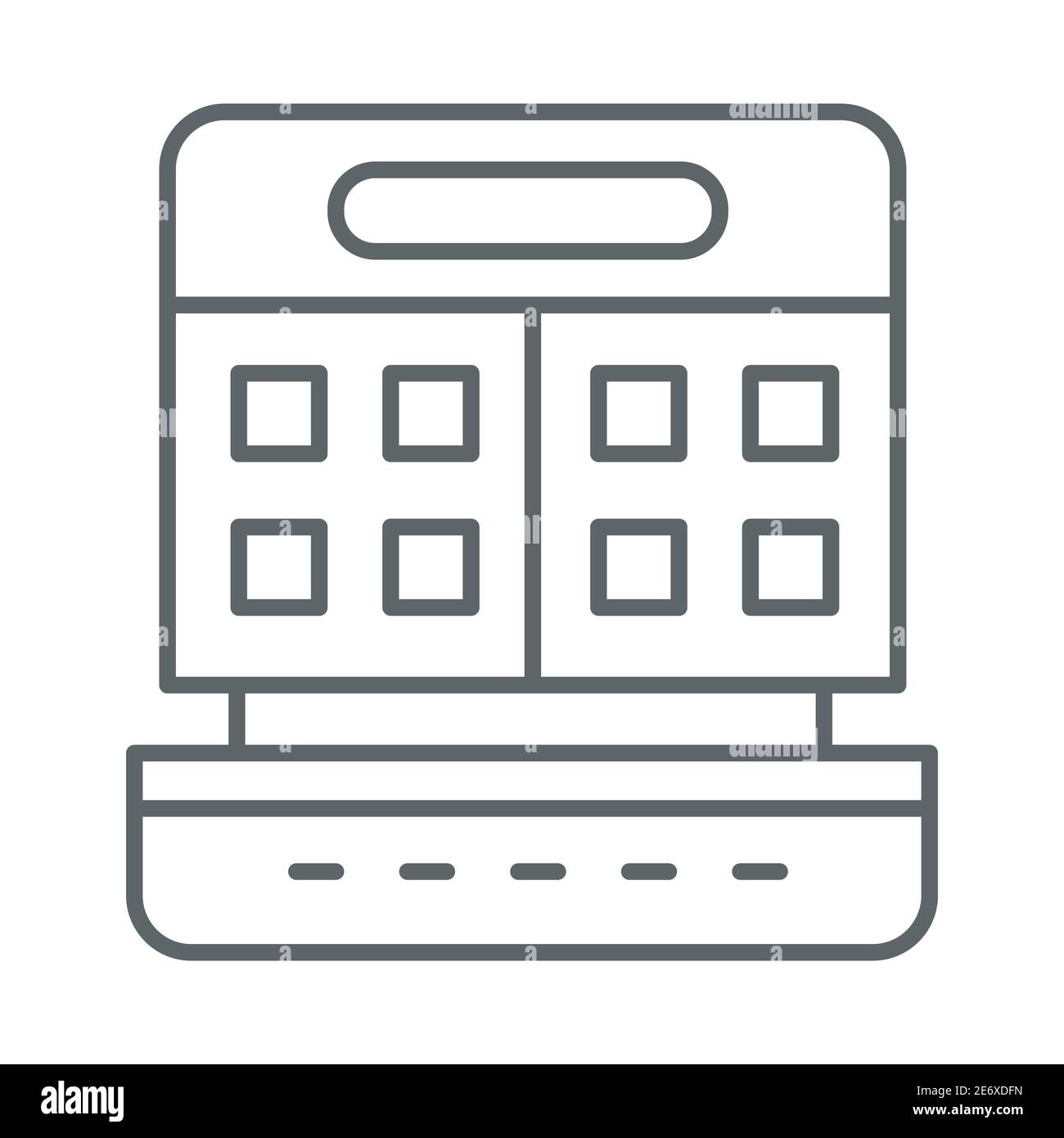 Waffeleisen dünne Linie Symbol, Küchengeräte Konzept, Waffeleisen Zeichen auf weißem Hintergrund, geöffnet elektronische Waffeleisen Symbol in Umriss Stil Stock Vektor