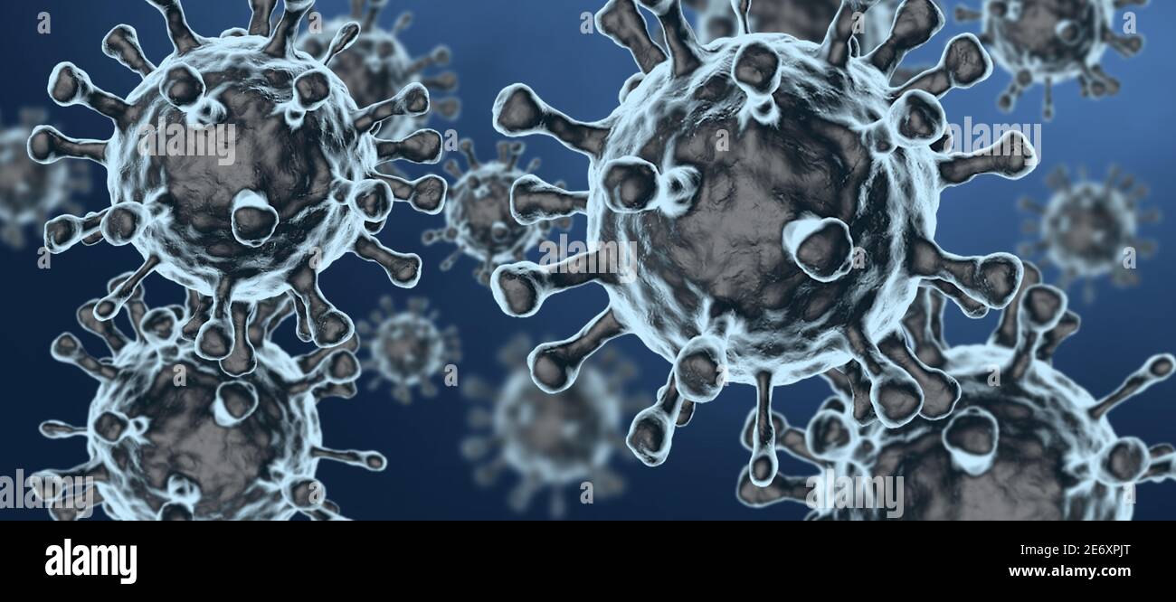 Virusbakterien oder Mikroorganismen unter dem Mikroskop auf blauem  Hintergrund. 3D-Renderbakterien. Pandemie-Gesundheitsrisiko-Konzept  Stockfotografie - Alamy