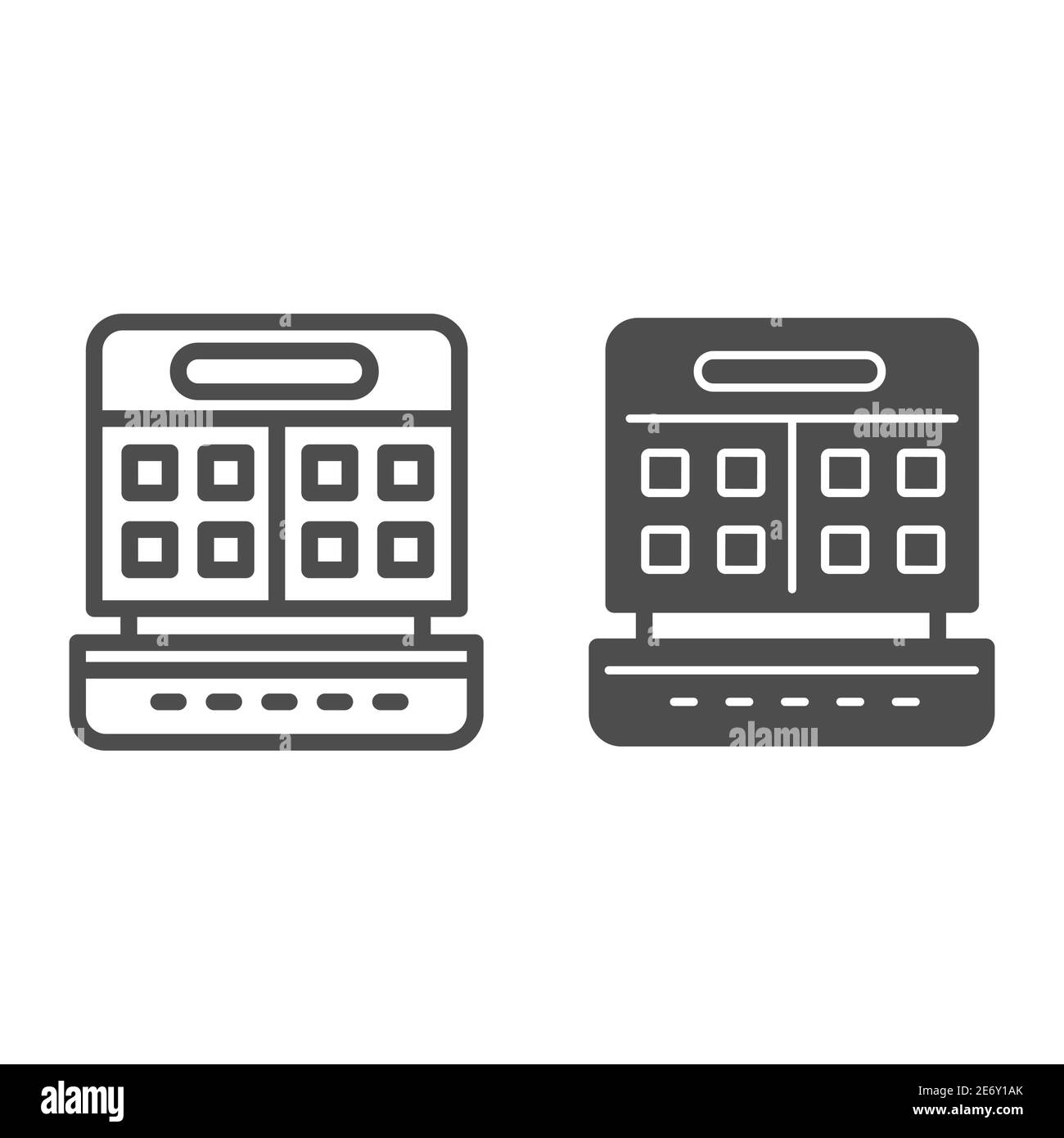 Waffeleisen Linie und solide Symbol, Küchengeräte Konzept, Waffeleisen Zeichen auf weißem Hintergrund, geöffnet elektronischen Waffeleisen Symbol in der Übersicht Stock Vektor