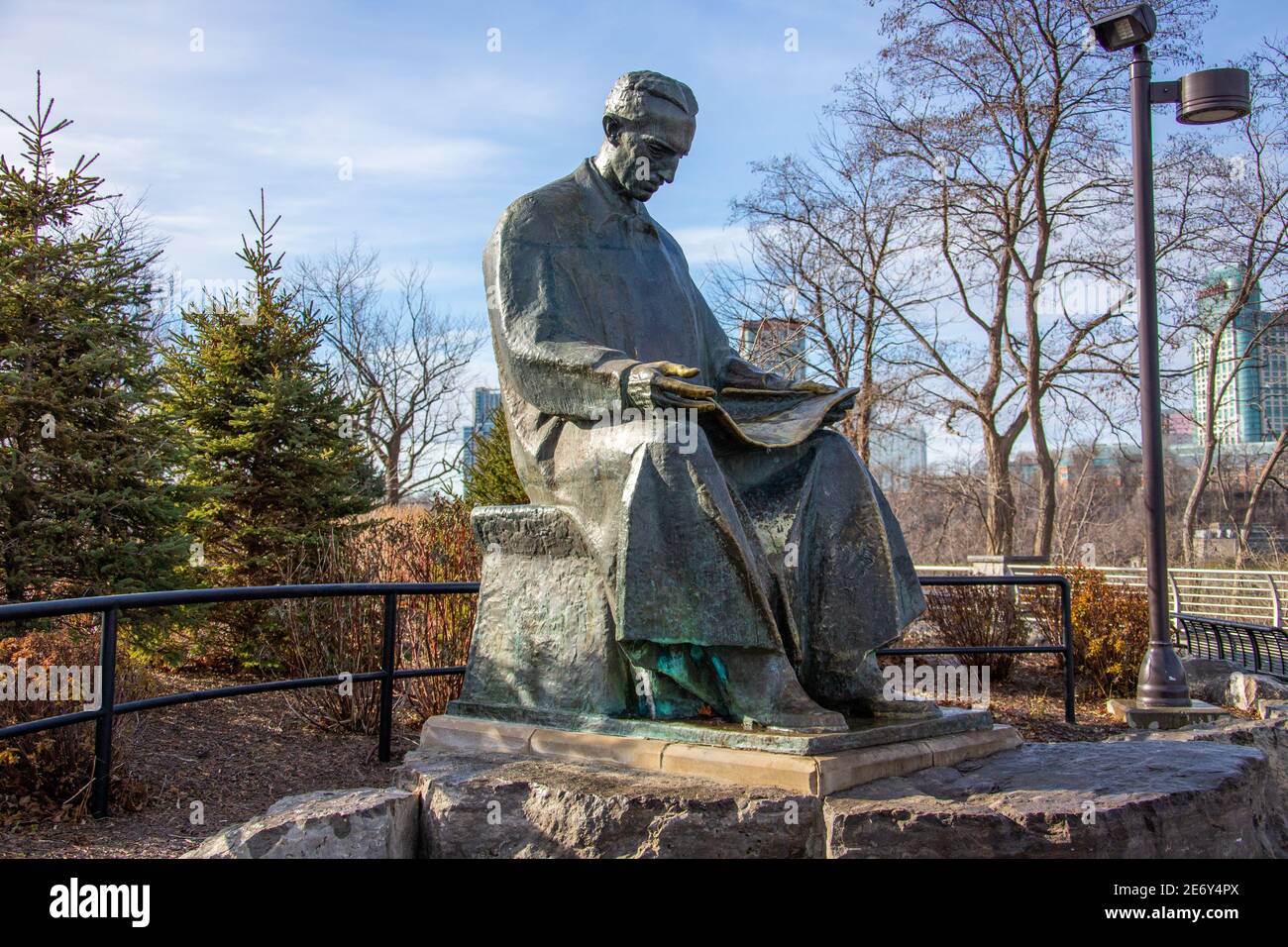 Nikola Tesla Monument, Niagara Falls State Park - Goat Island, NY, USA Stockfoto