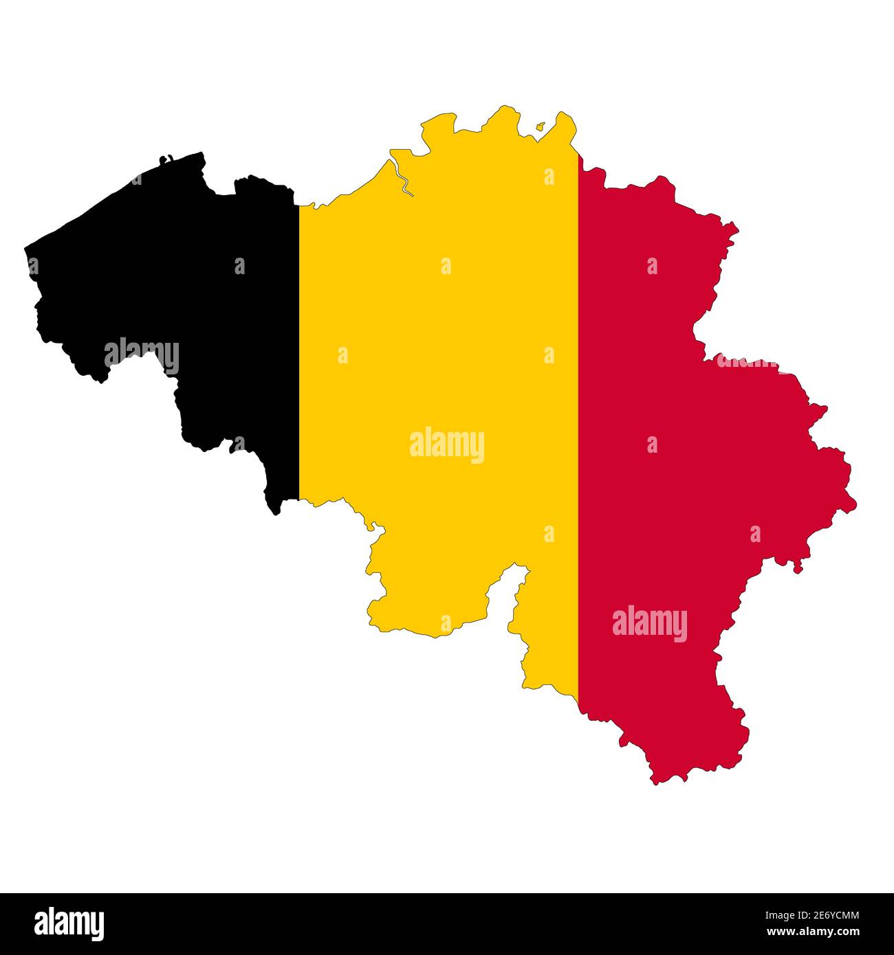 Belgische Karte auf weißem Hintergrund mit Beschneidungspfad Stockfoto