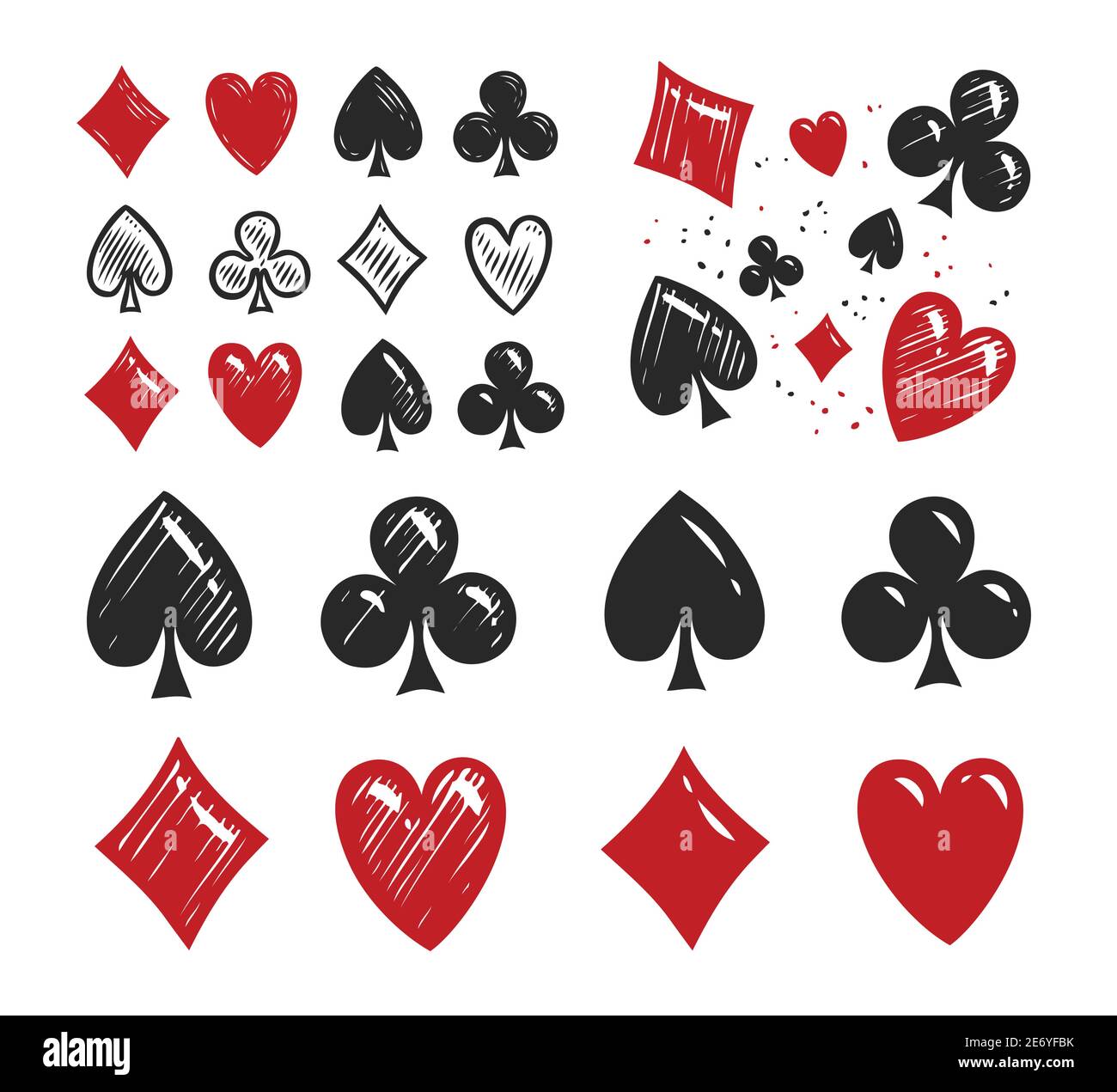 Poker Karte passt Satz. Glücksspiel Spiel, Casino Symbol Vektor Illustration Stock Vektor