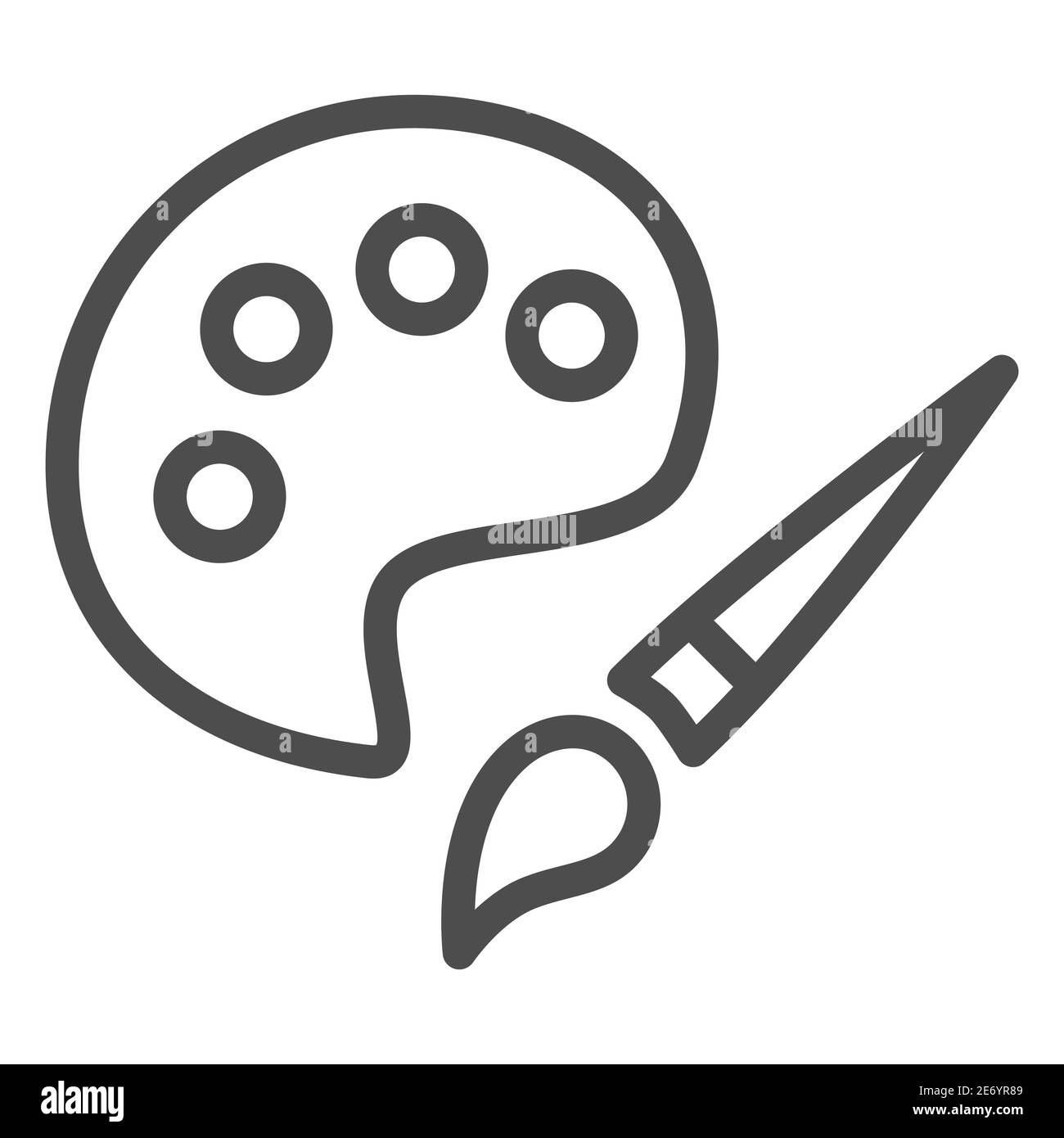 Farben und Pinsel Linie Symbol, Zeichnung Konzept, Pinsel mit Palette Zeichen auf weißem Hintergrund, Holzpalette mit Farben und Pinsel Symbol in Umriss Stock Vektor