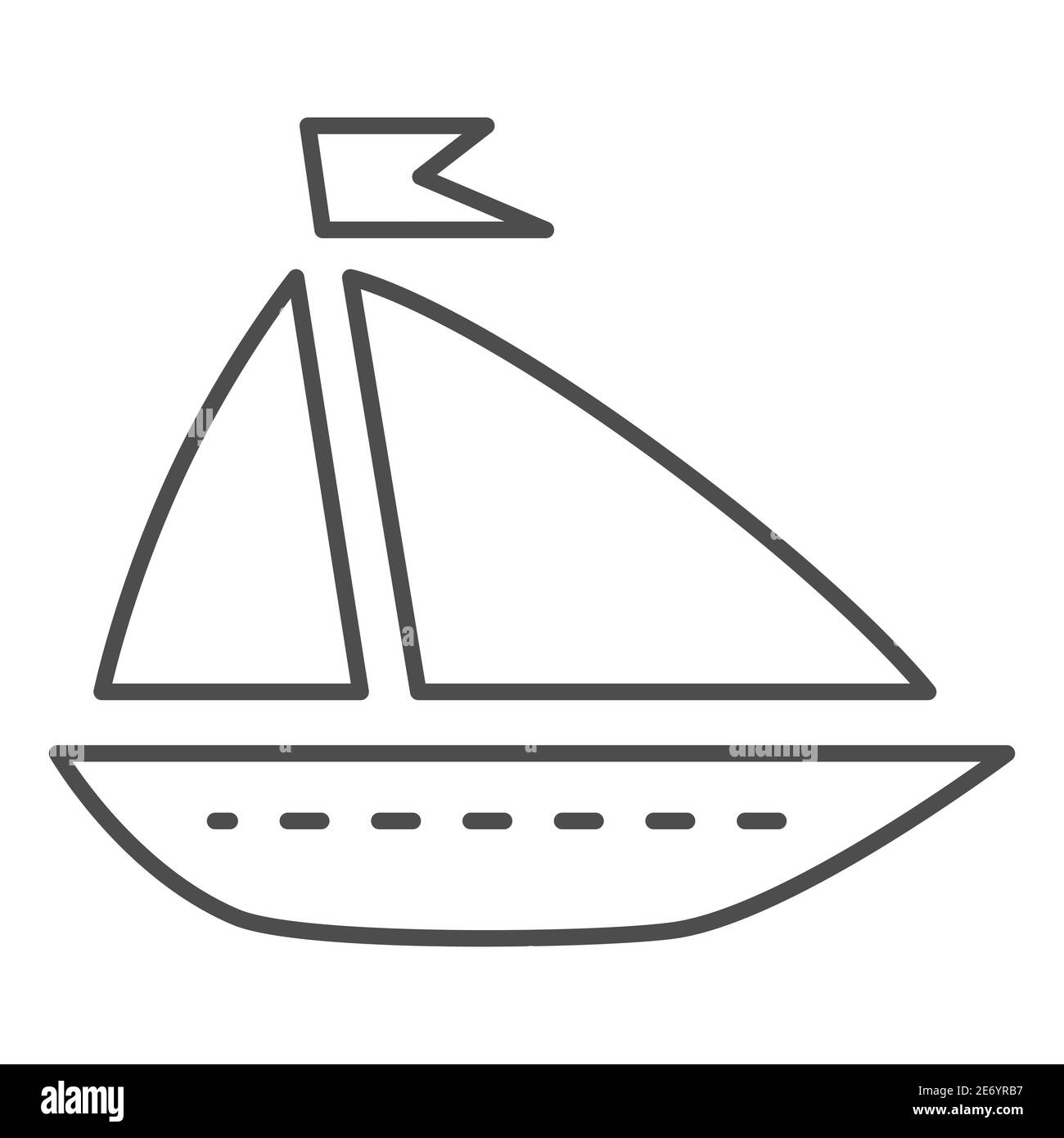 Schiff Spielzeug dünne Linie Symbol, Sommer-Konzept, Boot-Zeichen auf weißem Hintergrund, Spielzeug Segelschiff Symbol in Umriss Stil für mobile Konzept und Web-Design Stock Vektor