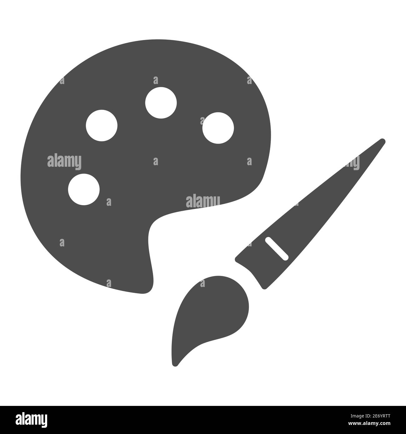 Farben und Pinsel solide Ikone, Zeichnung Konzept, Pinsel mit Palette Zeichen auf weißem Hintergrund, Holzpalette mit Farben und Pinsel Symbol in Glyphe Stock Vektor