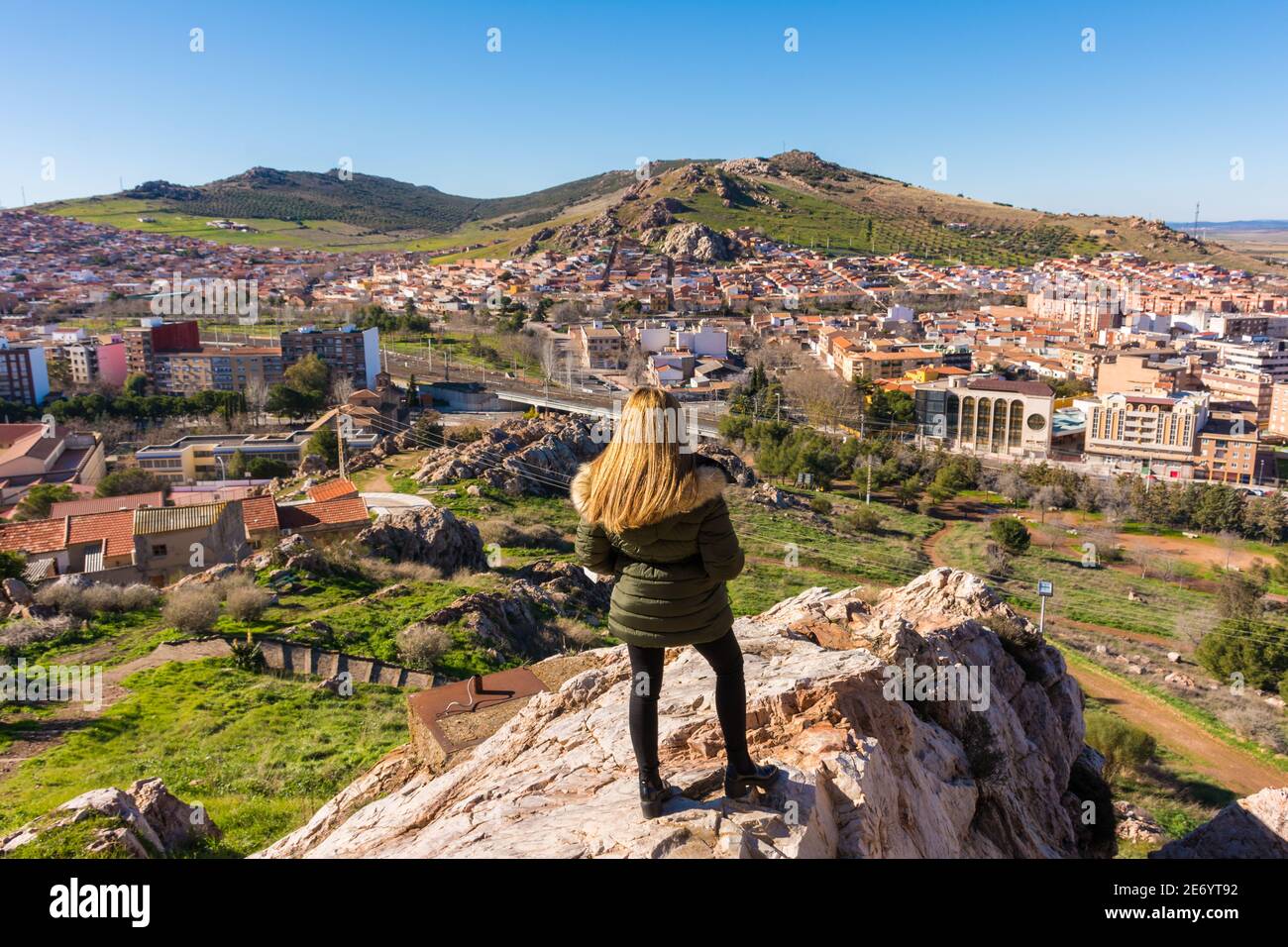 Puertollano, touristische Besichtigung von einem Aussichtspunkt. Ciudad Real, Spanien Stockfoto