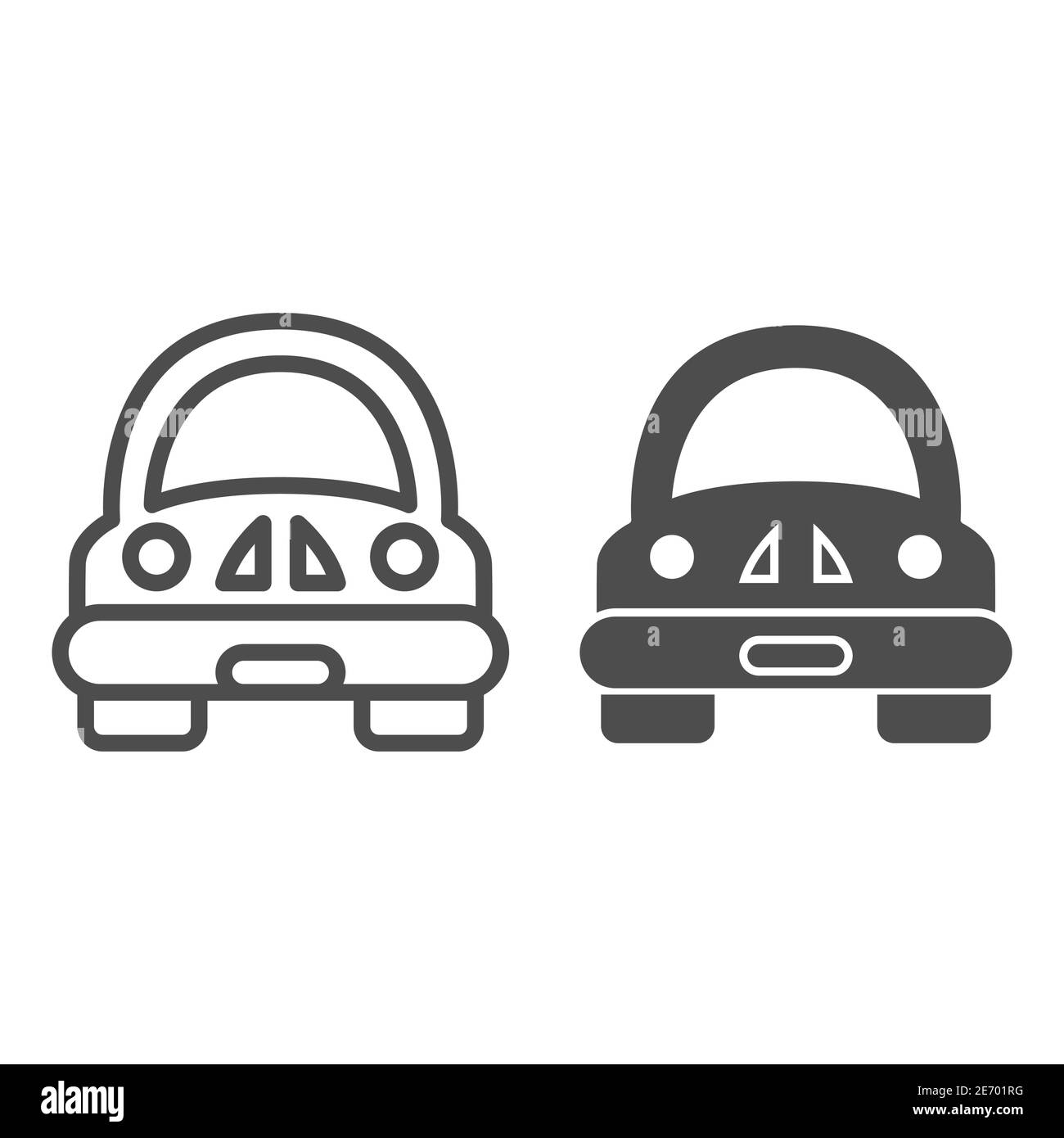 Spielzeug Auto Linie und solide Symbol, Kinder Spielzeug Konzept, Lustige Auto-Zeichen auf weißem Hintergrund, Kinder Automobil-Symbol in Umriss-Stil für mobile Konzept und Stock Vektor