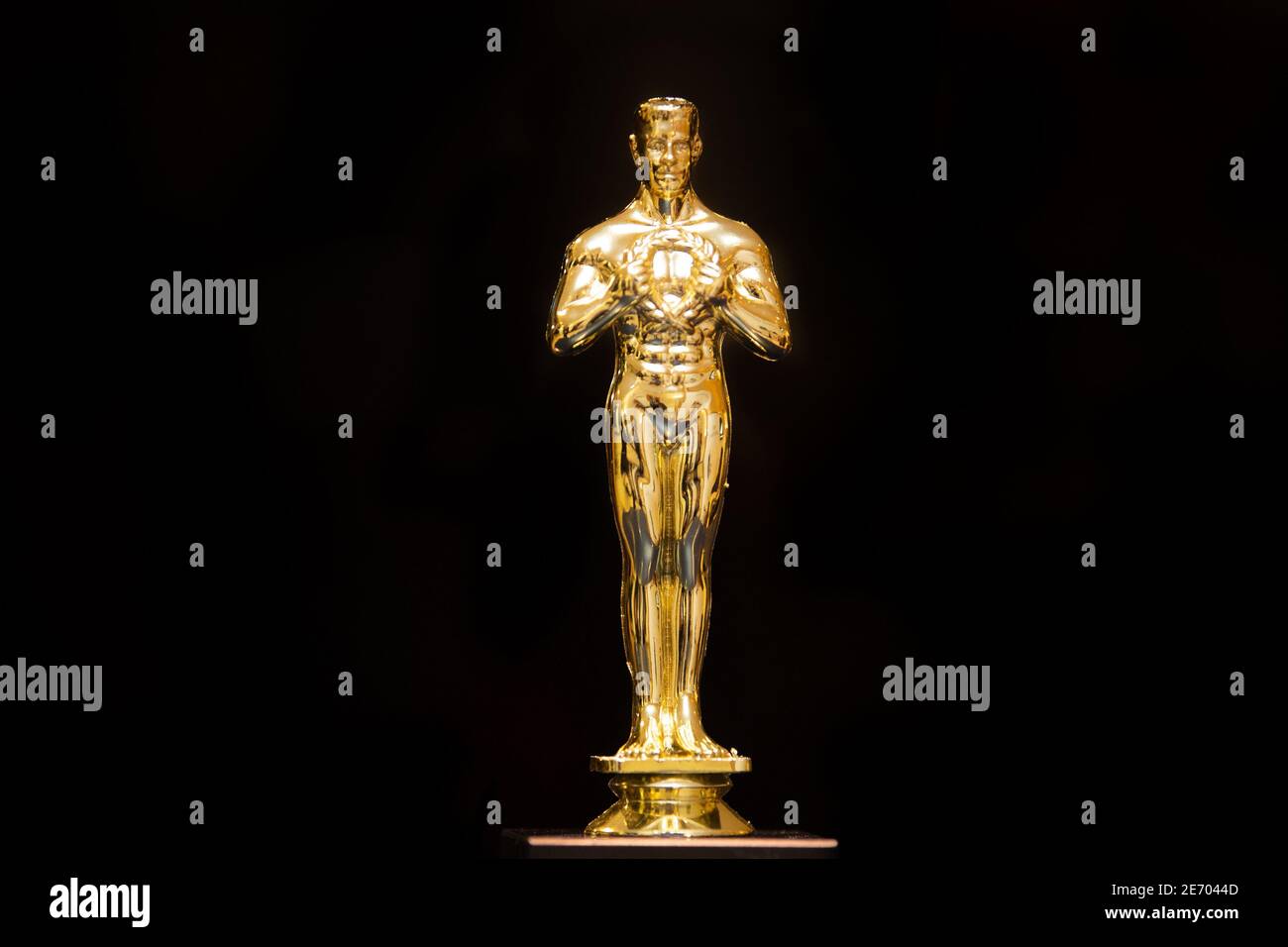 Eine goldene Oscar replica Trophy. Stockfoto