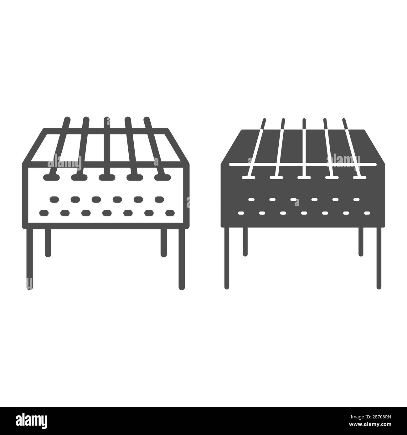 Startseite Grill Brazier Linie und solide Symbol, bbq-Konzept, Grill-Zeichen auf weißem Hintergrund, Outdoor-Grill-Symbol in Umriss-Stil für mobile Konzept und Stock Vektor