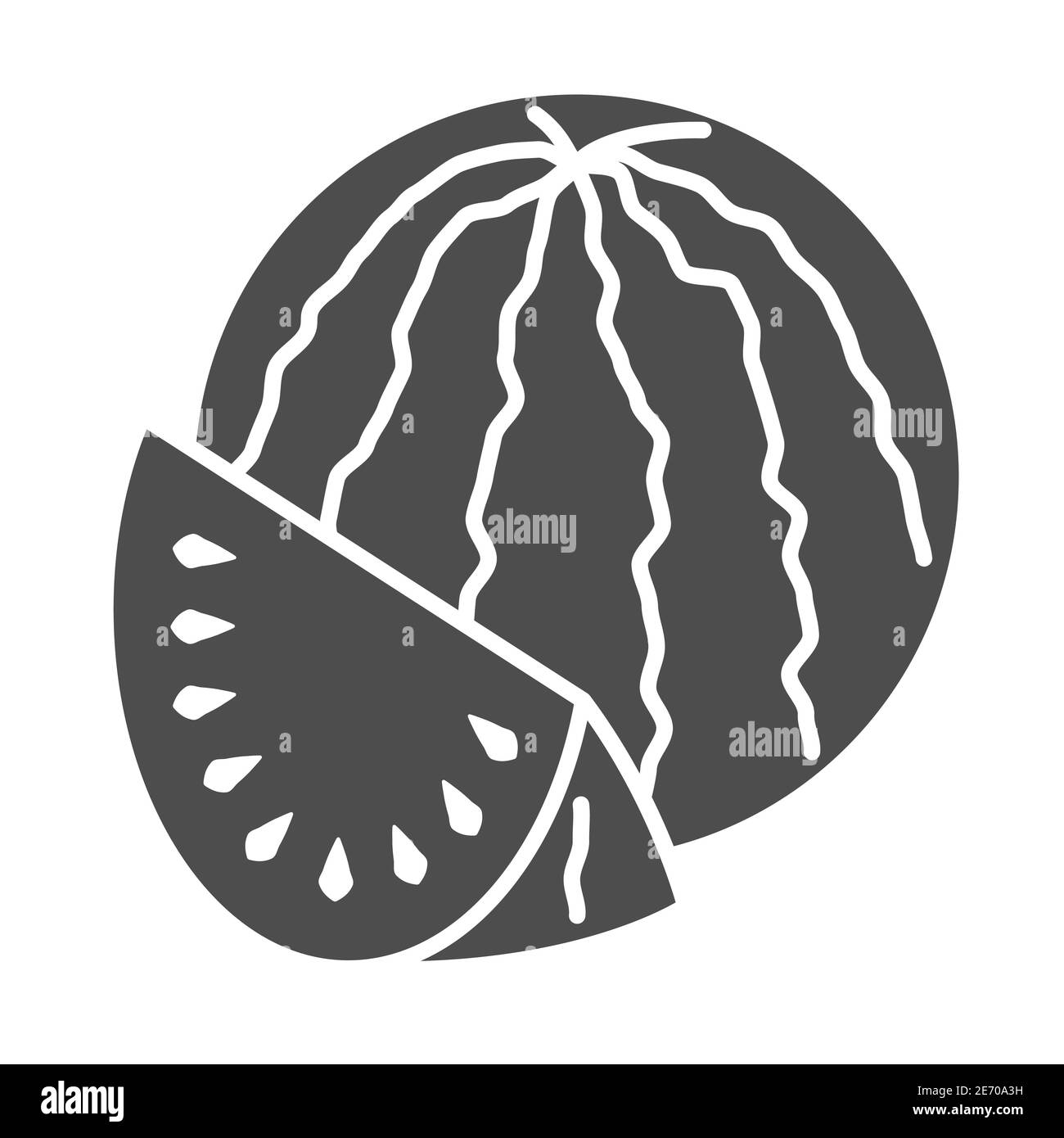 Wassermelone solide Ikone, Sommer-Konzept, natürliche köstliche süße Dessert-Zeichen auf weißem Hintergrund, Wassermelone Obst und Scheibe Symbol in Glyph-Stil für Stock Vektor