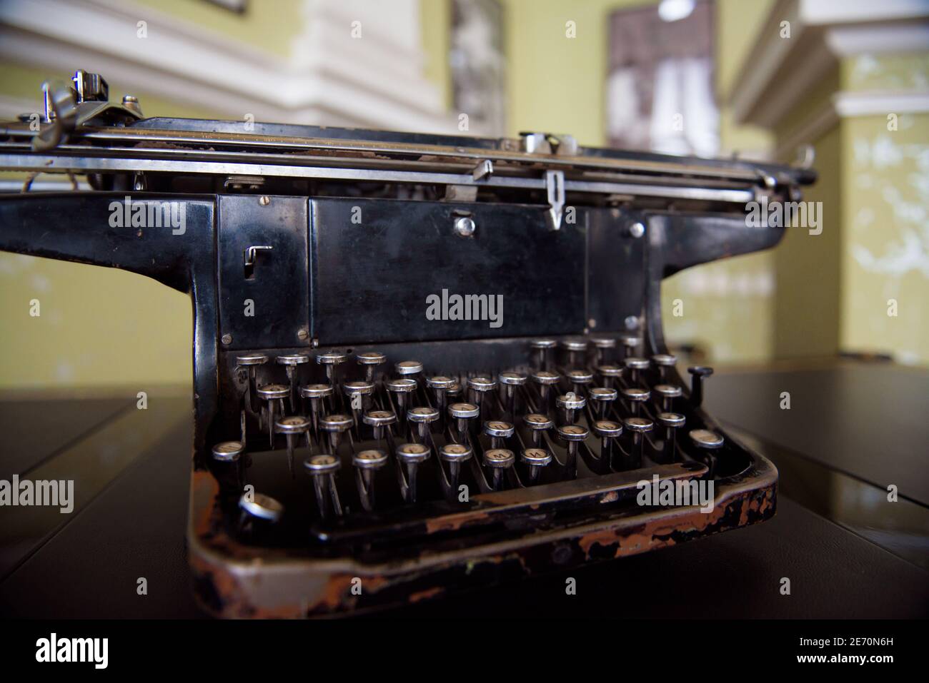 Antike Schreibmaschine. Vintage Schreibmaschine Maschine Nahaufnahme. Stockfoto