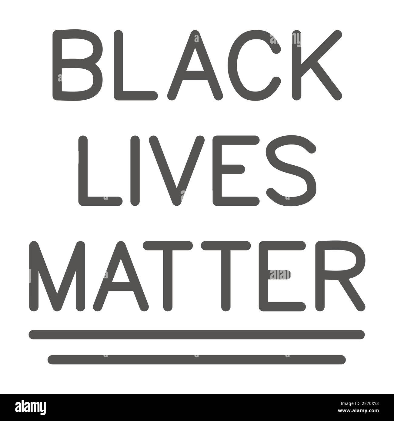 Black Lives Matter Inschrift solide Symbol, Black Lives Matter Konzept, BLM Text-Zeichen auf weißem Hintergrund, Stop Rassismus Poster-Symbol in Glyph-Stil für Stock Vektor