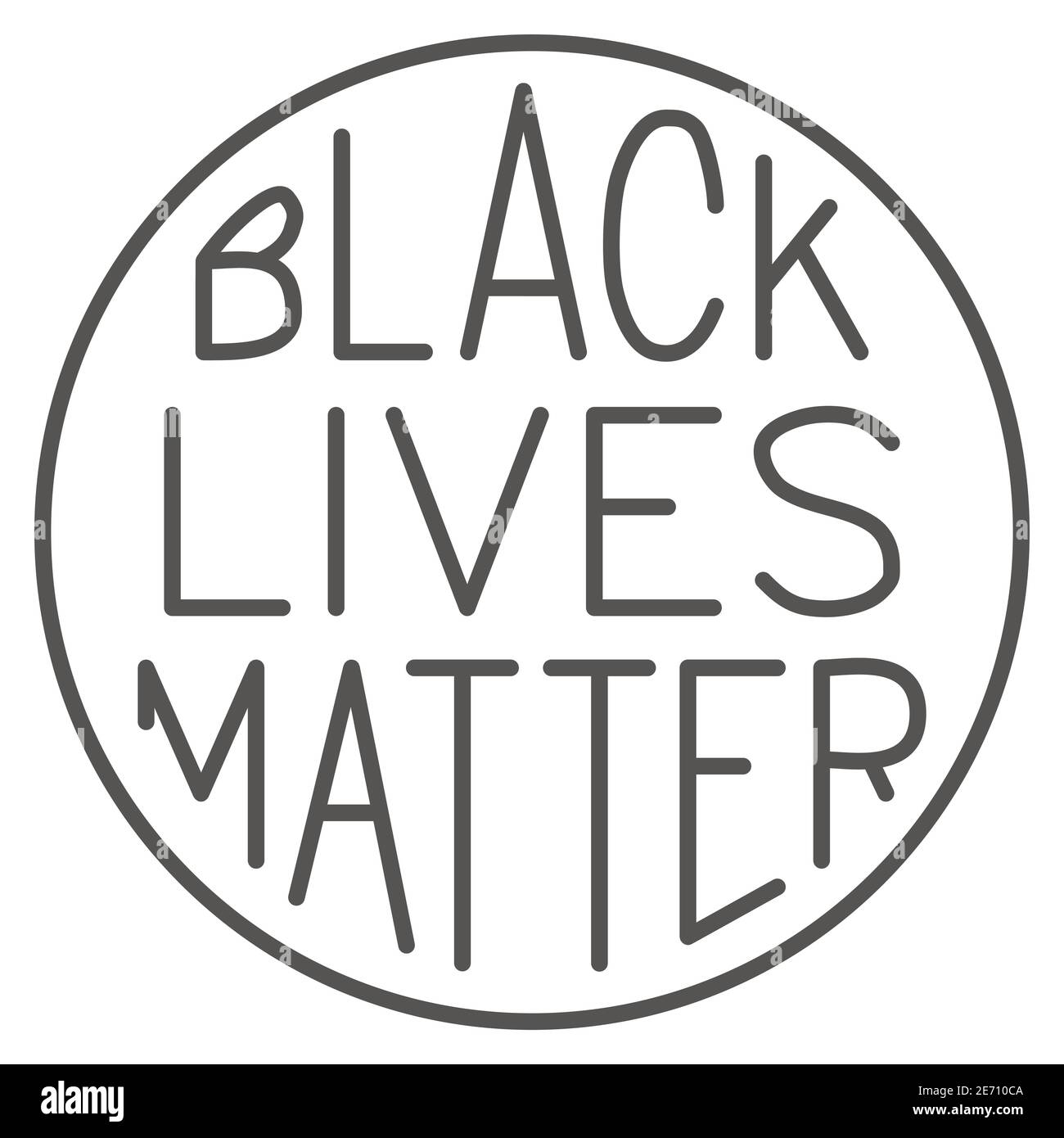Black Lives Matter Poster im runden Rahmen dünne Linie Symbol, BLM Konzept, BLM Plakat Zeichen auf weißem Hintergrund, Protest Banner über Menschenrecht von Schwarz Stock Vektor