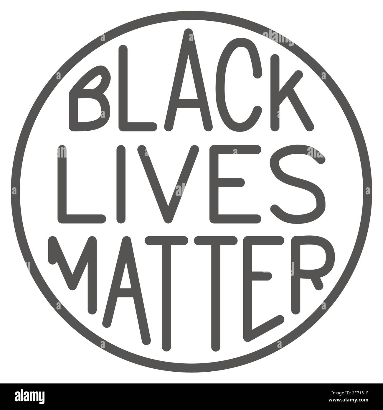 Black Lives Matter Poster in runder Rahmen solide Ikone, BLM Konzept, BLM Plakat Zeichen auf weißem Hintergrund, Protest Banner über Menschenrecht von Schwarz Stock Vektor
