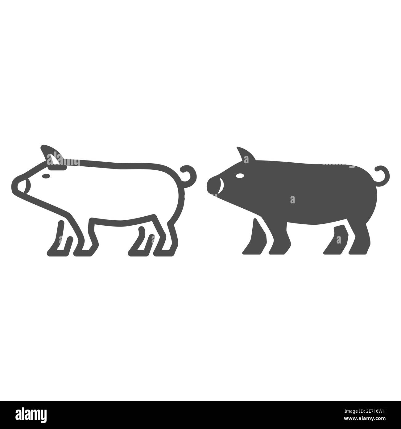 Schwein Linie und solide Symbol, Bauernhof Tiere Konzept, Schweinefleisch Zeichen auf weißem Hintergrund, Schwein Silhouette Symbol in Outline-Stil für mobile Konzept und Web-Design Stock Vektor