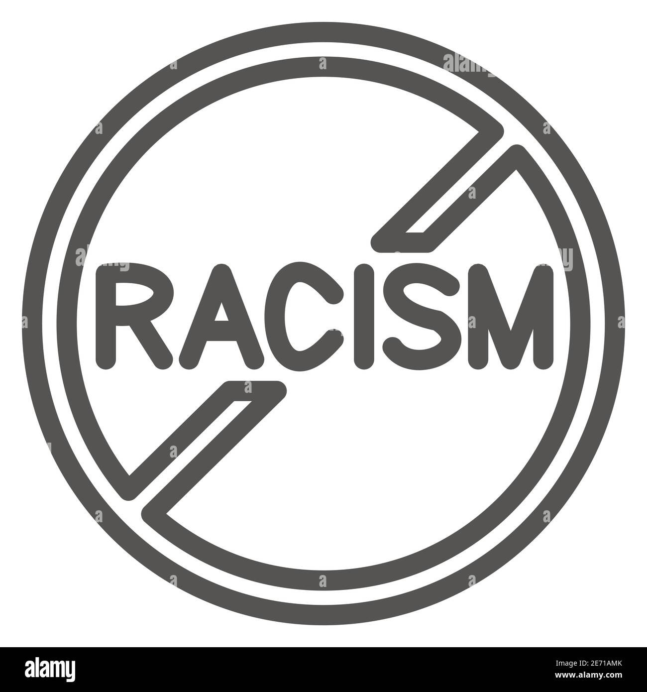 Nein zu Rassismus Zeichen Linie Symbol, Black Lives Materie Konzept, Stop Rassismus Symbol auf weißem Hintergrund, kein Rassismus Symbol in skizzenartigen Stil für mobile Konzept Stock Vektor