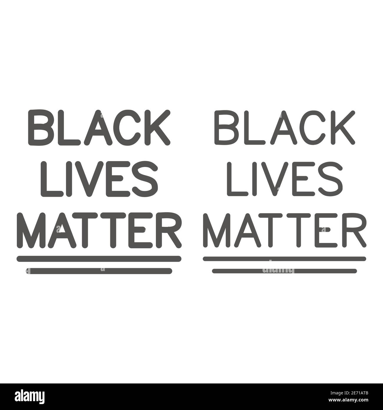 Black Lives Matter Inschrift Linie und solide Symbol, Black Lives Matter Konzept, BLM Text-Zeichen auf weißem Hintergrund, Stop Rassismus Poster Symbol in Kontur Stock Vektor