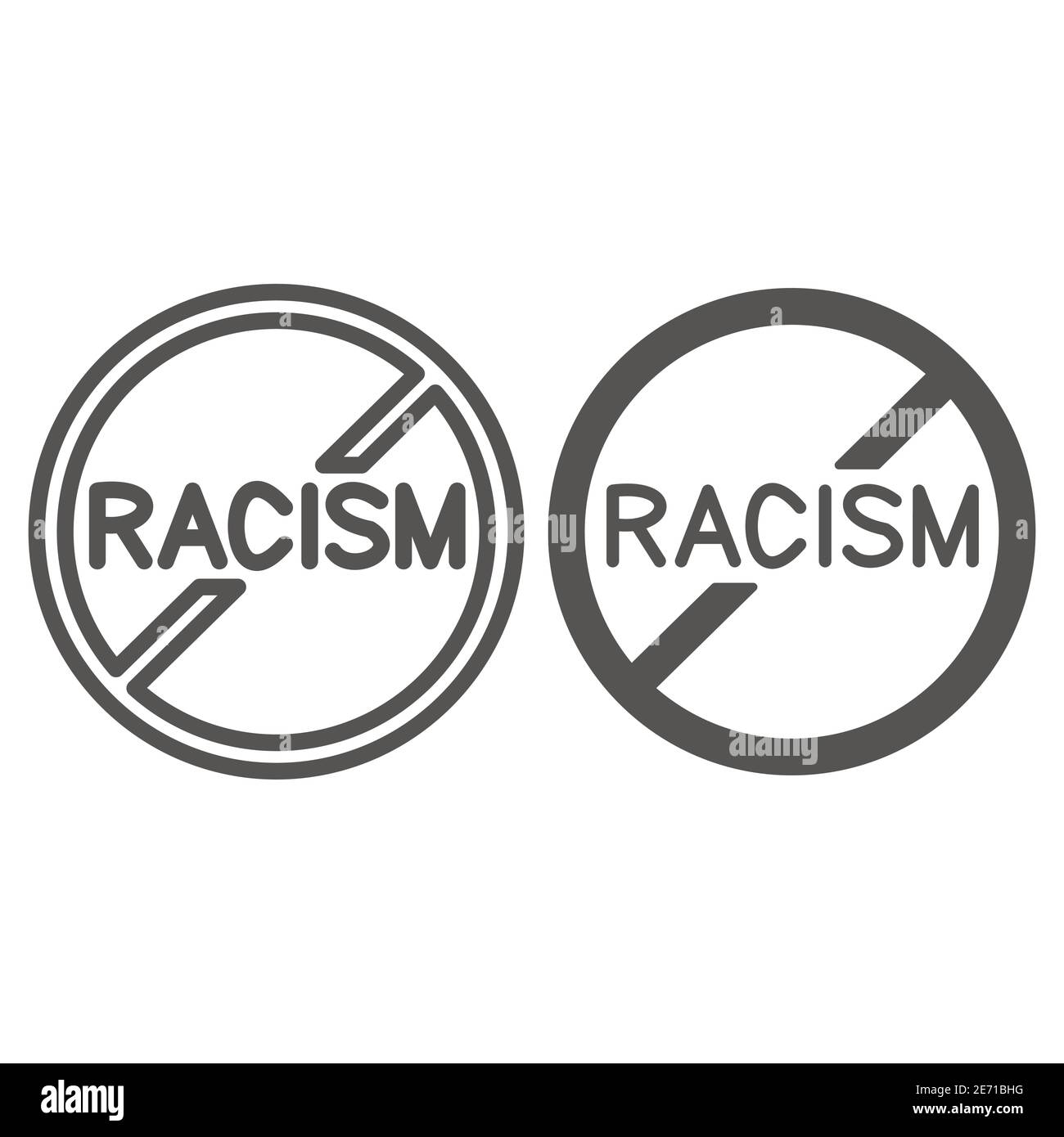 Nein zu Rassismus Zeichen Linie und solide Symbol, Black Lives Materie Konzept, Stop Rassismus Symbol auf weißem Hintergrund, kein Rassismus Symbol in Umriss Stil für mobile Stock Vektor